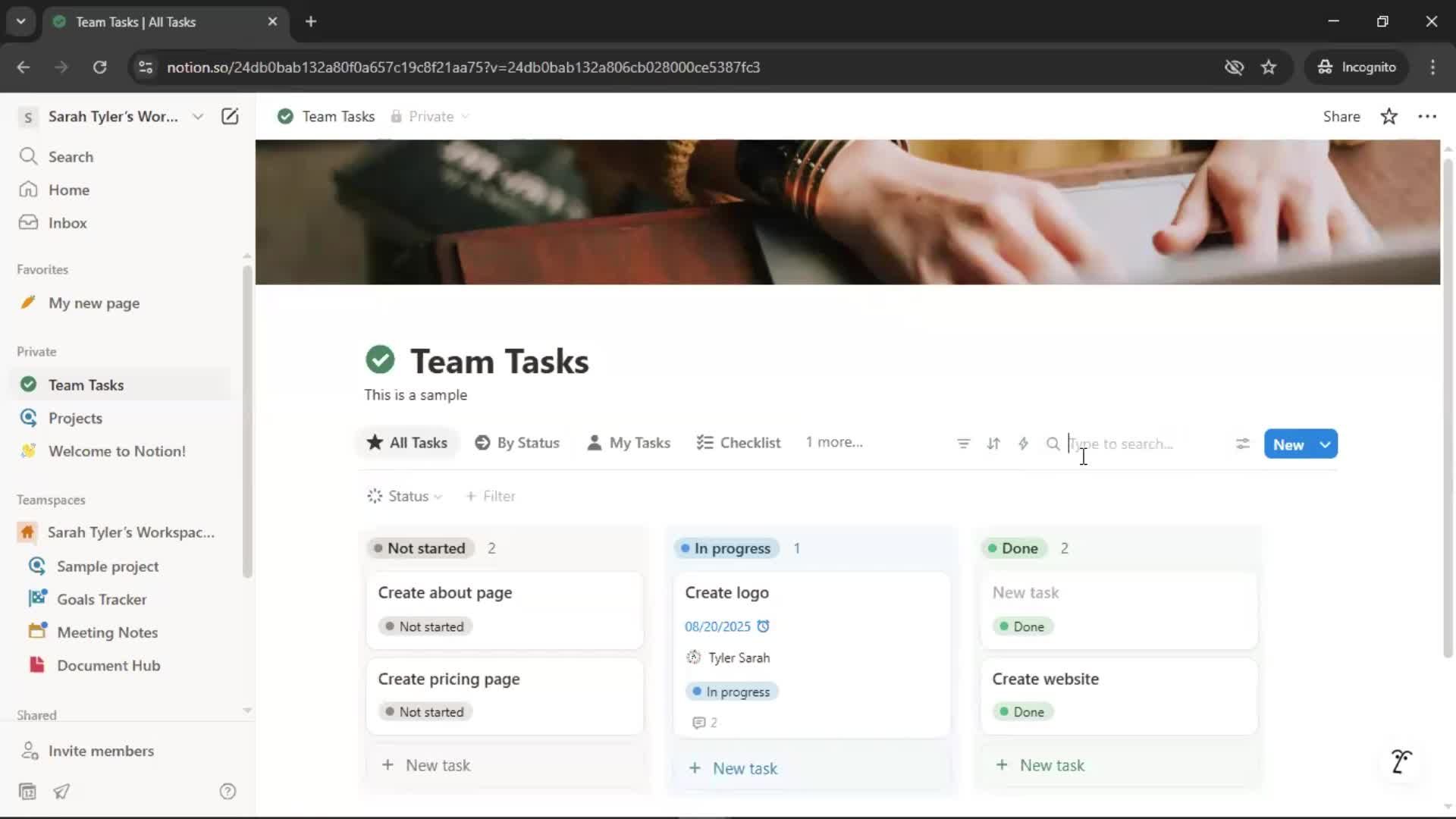 Tasks screenshot