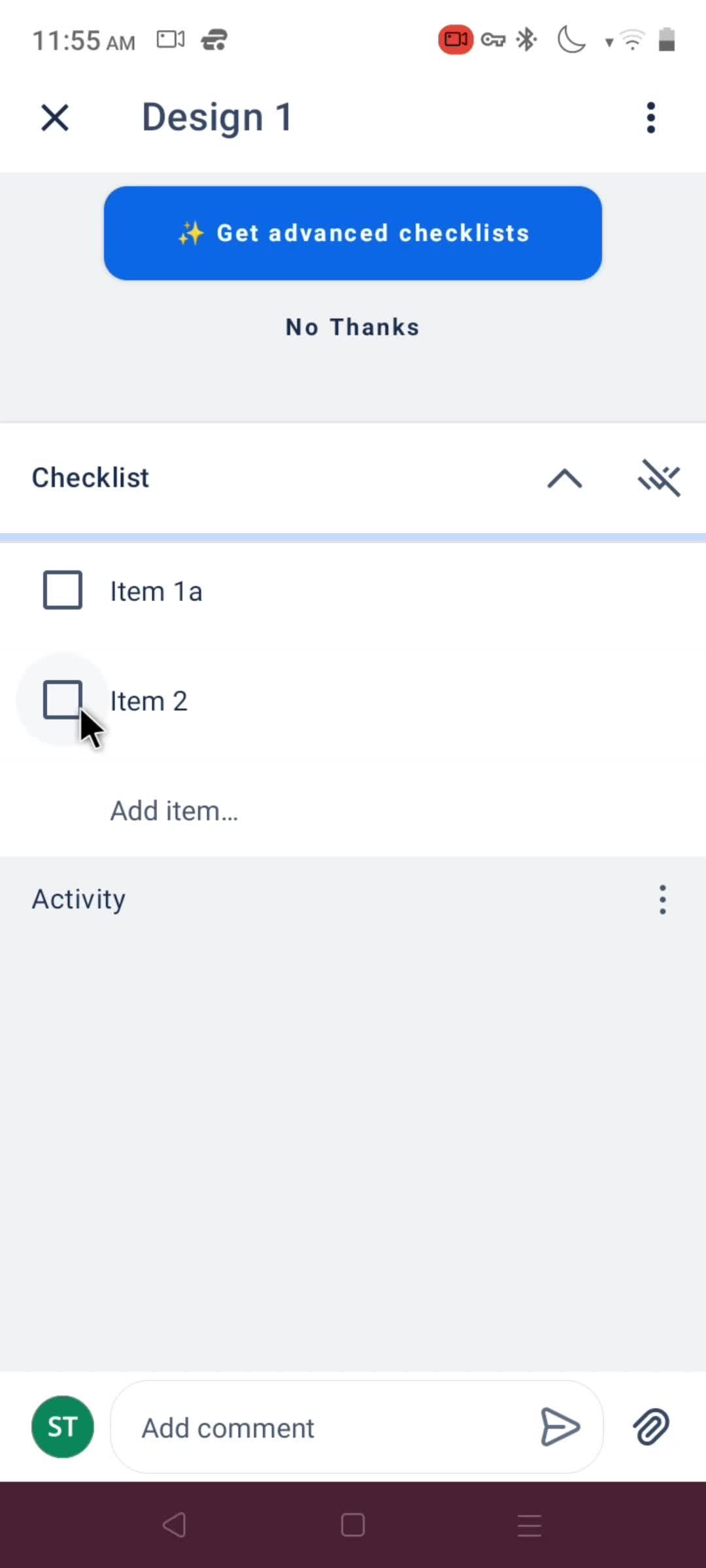 Tasks screenshot