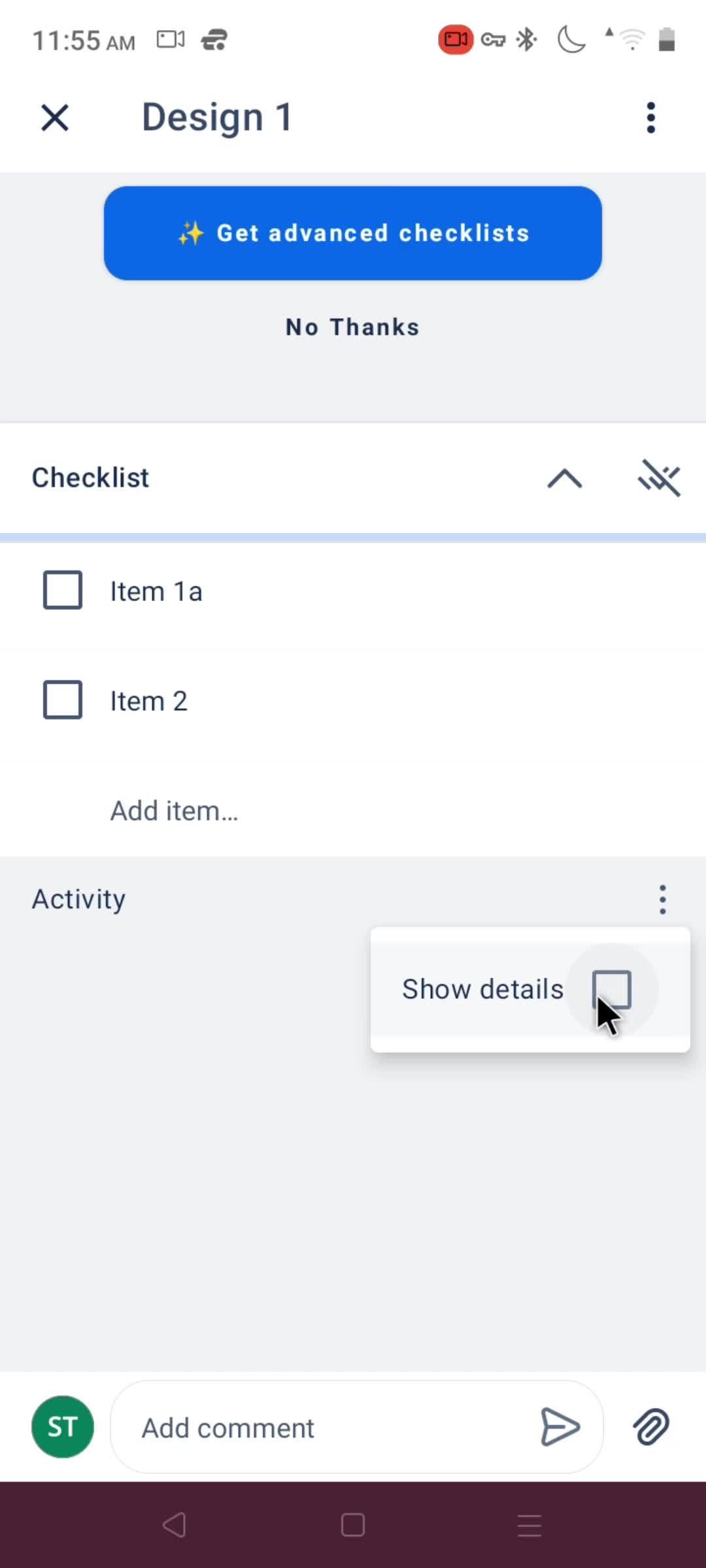 Tasks screenshot