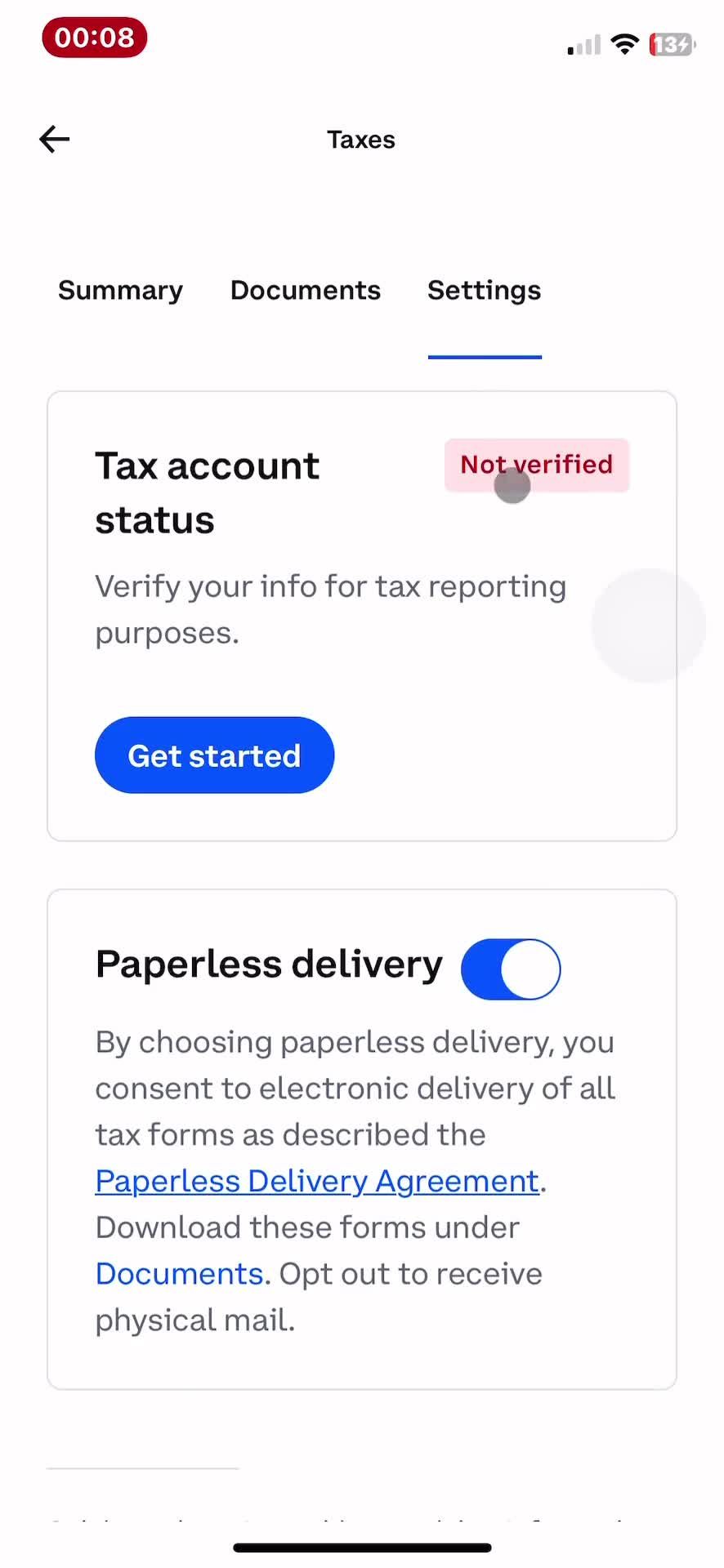 Taxes screenshot