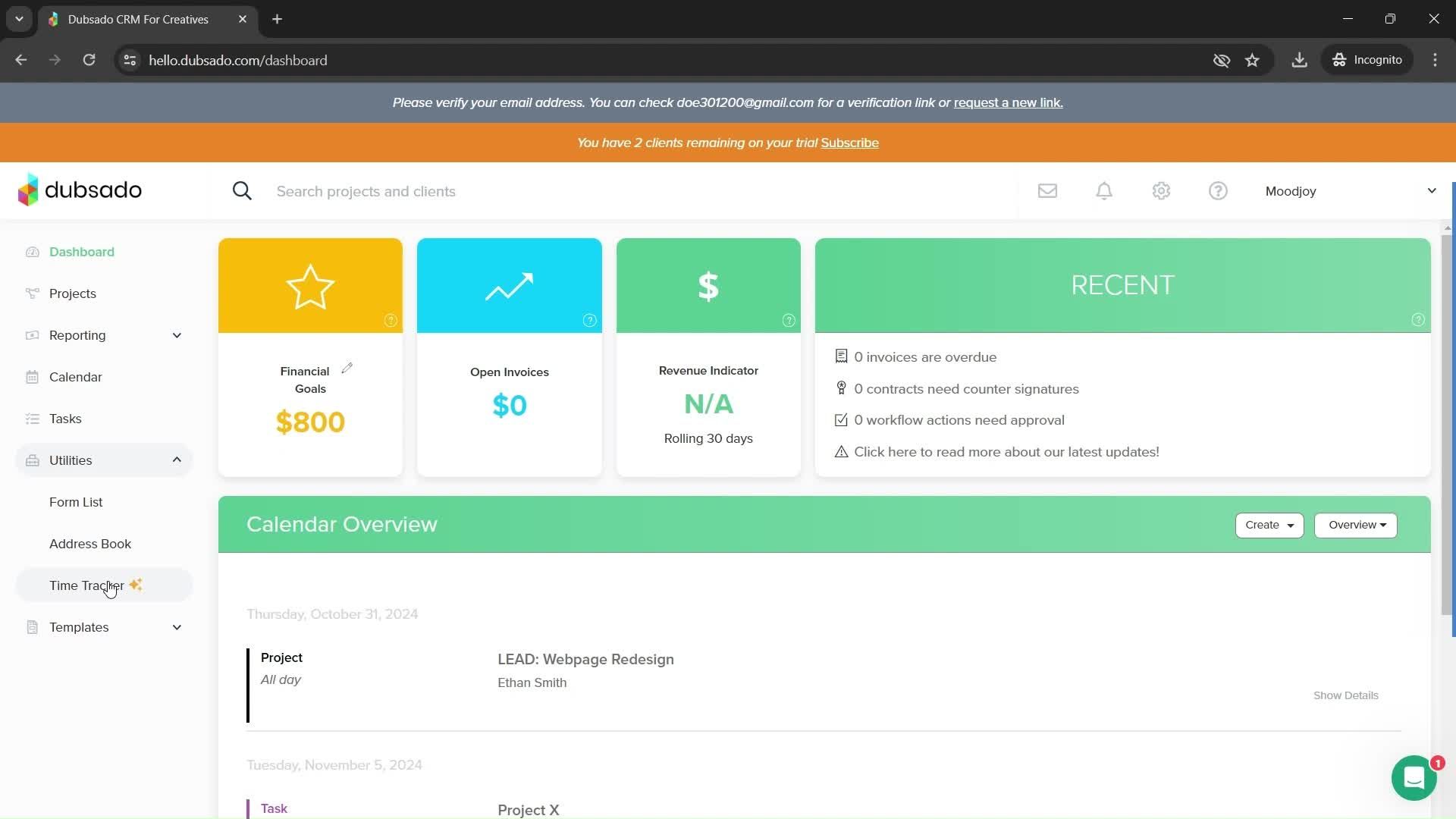 Time tracking screenshot
