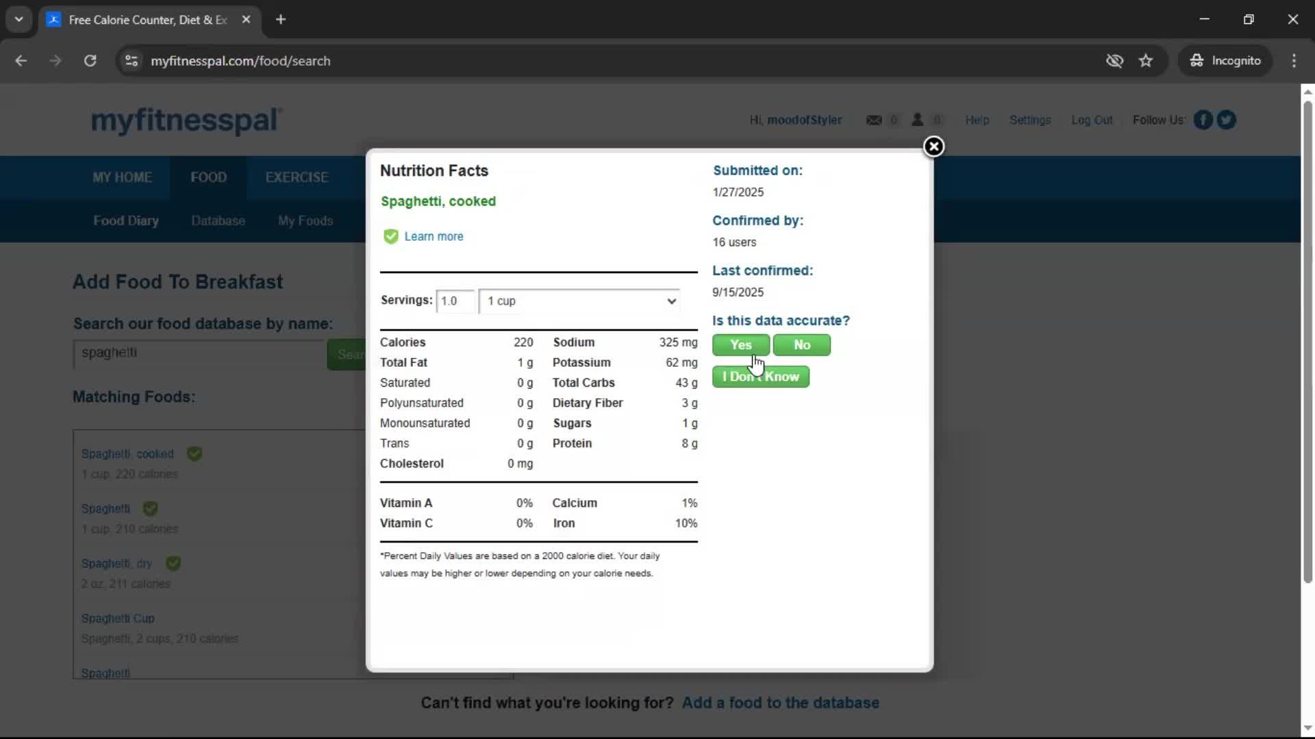 Tracking activity screenshot