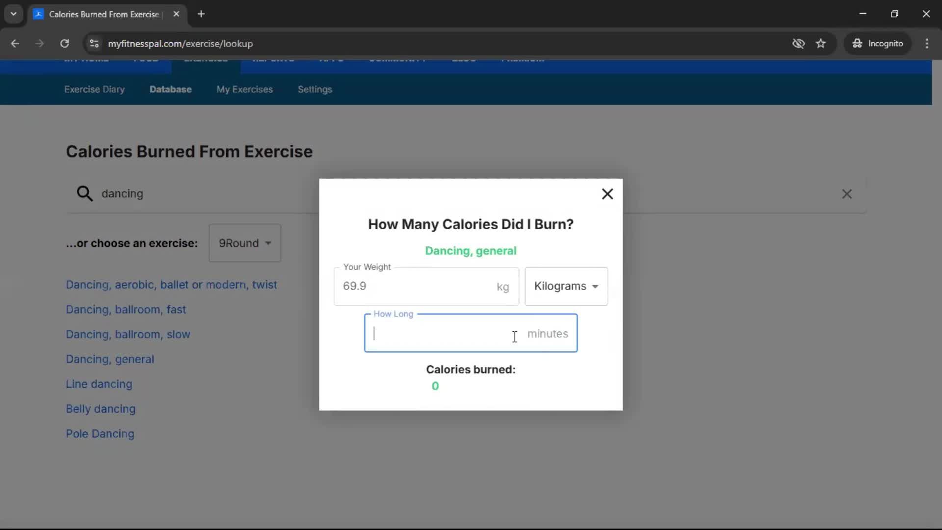 Tracking activity screenshot