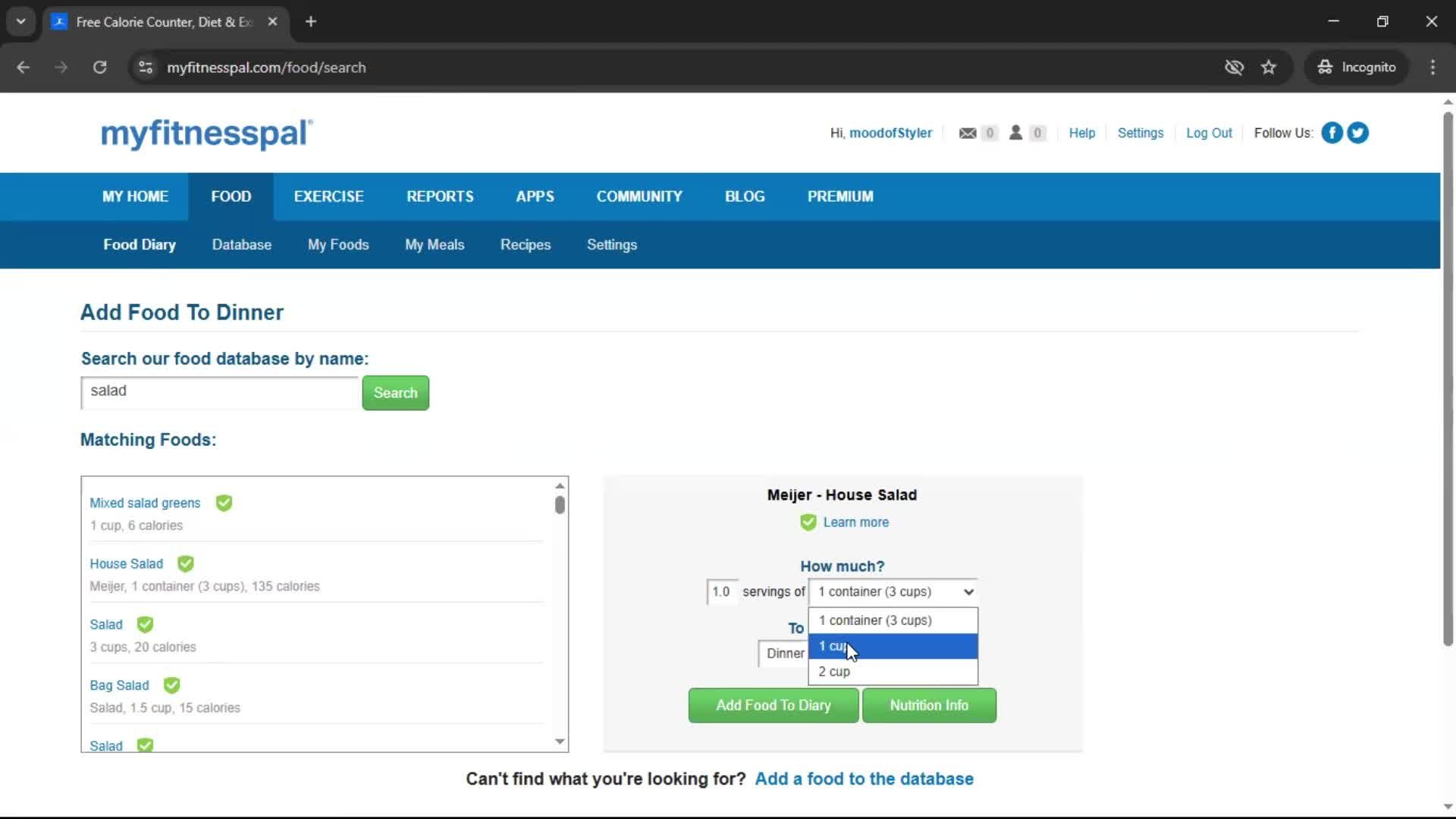 Tracking activity screenshot