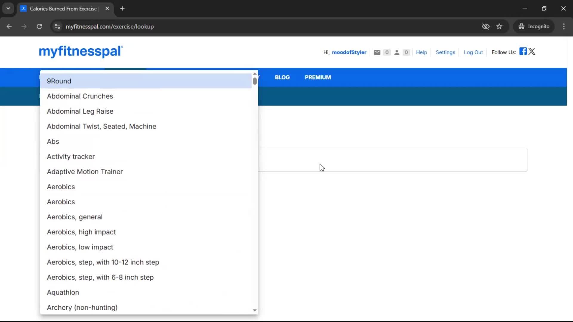 Tracking activity screenshot