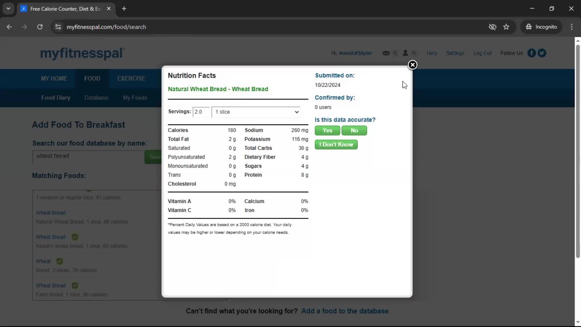 Tracking activity screenshot