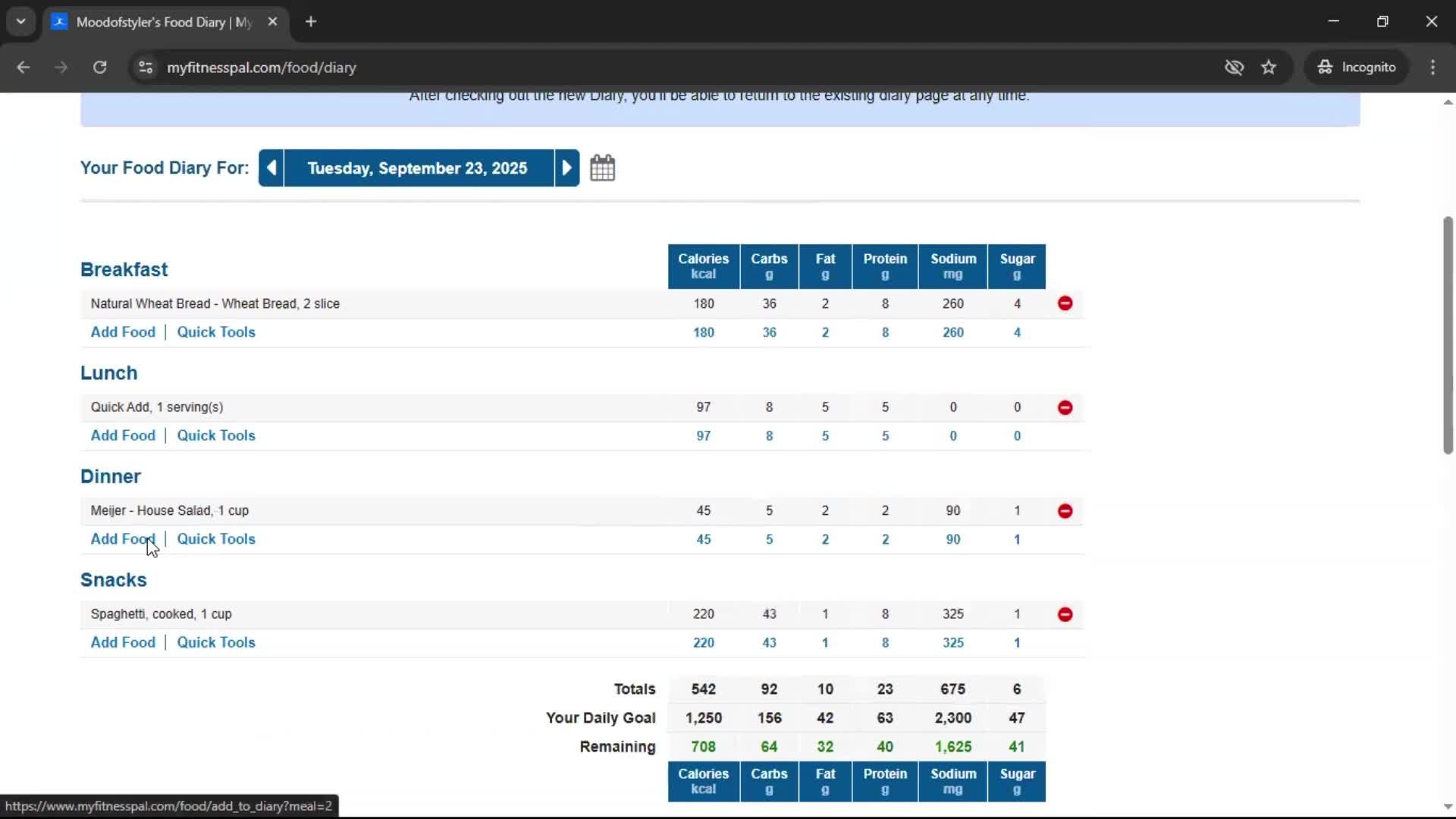 Tracking activity screenshot