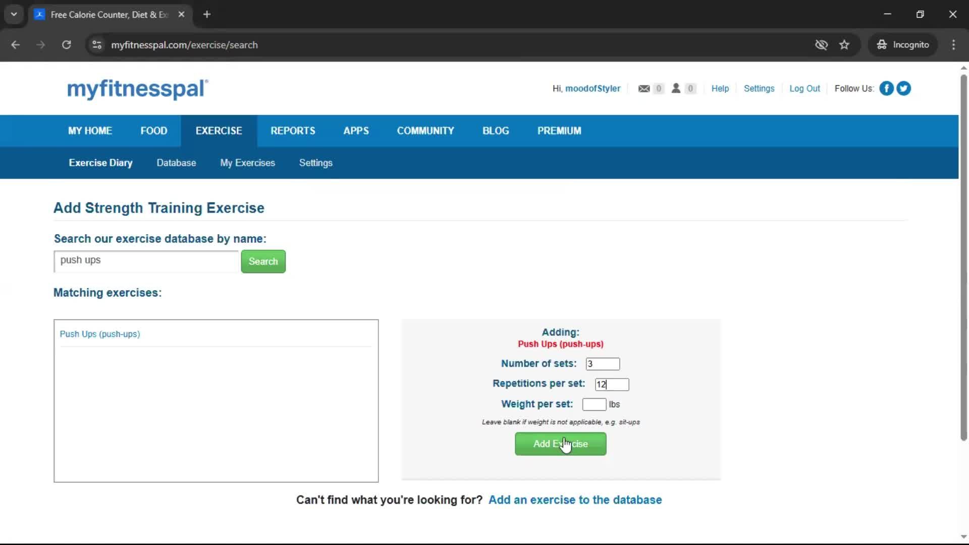 Tracking activity screenshot