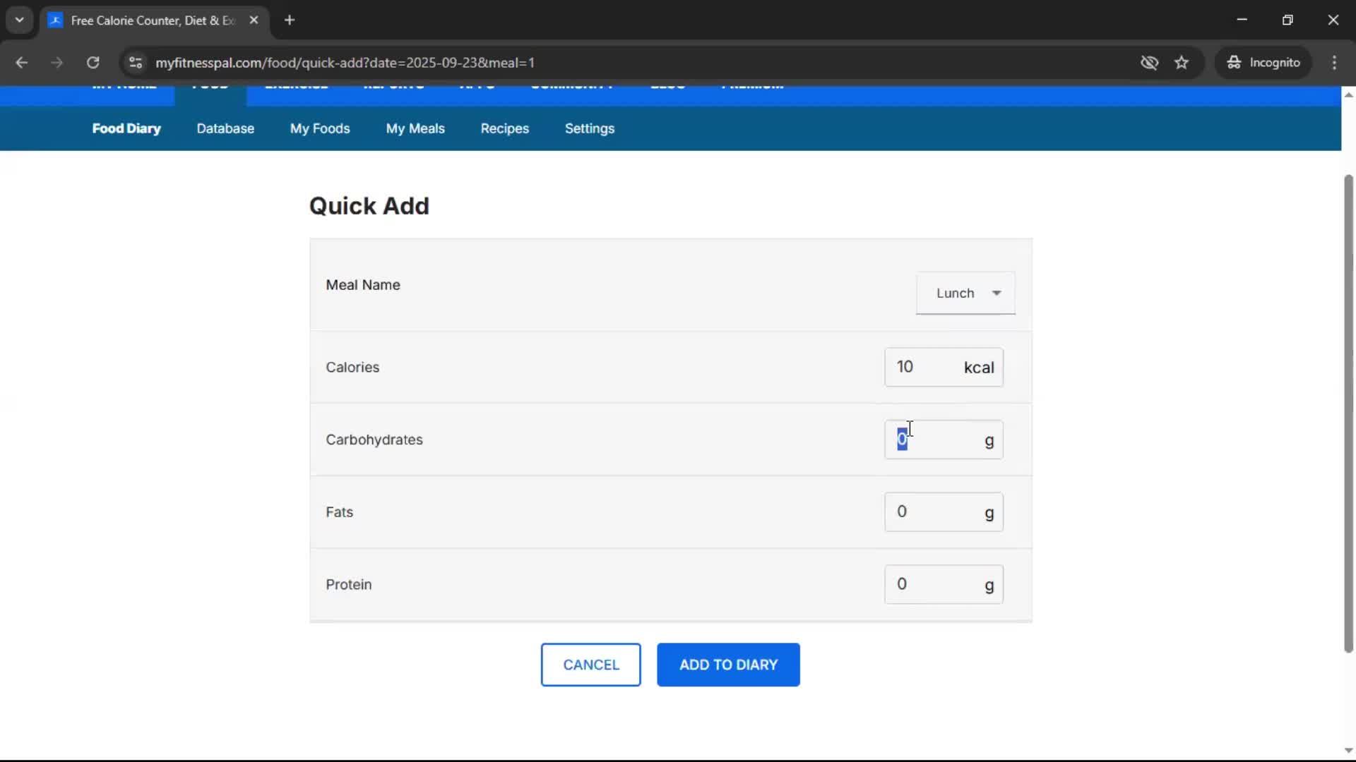 Tracking activity screenshot