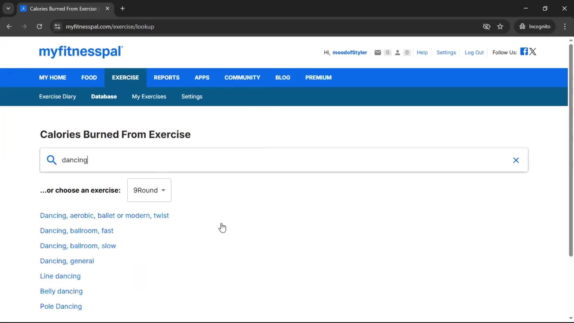Tracking activity screenshot