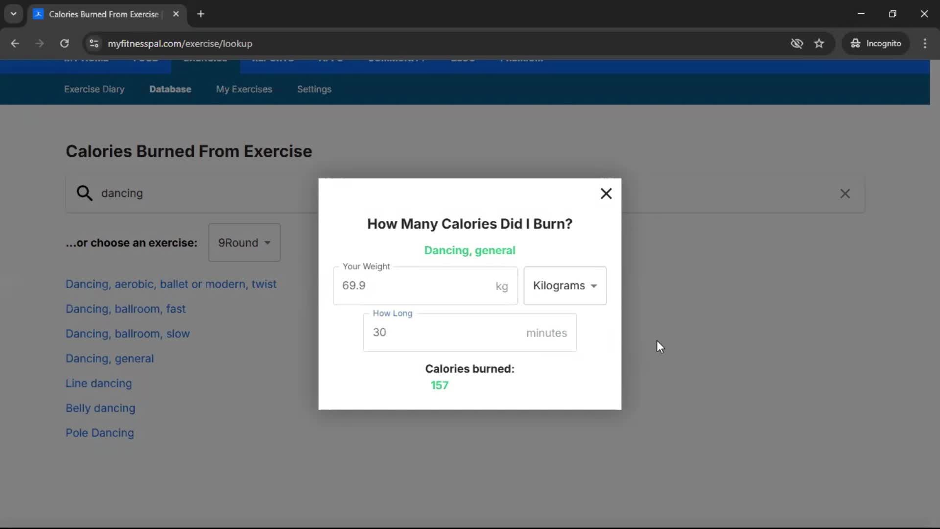 Tracking activity screenshot