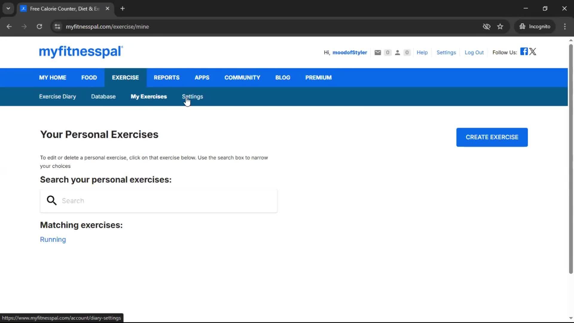 Tracking activity screenshot