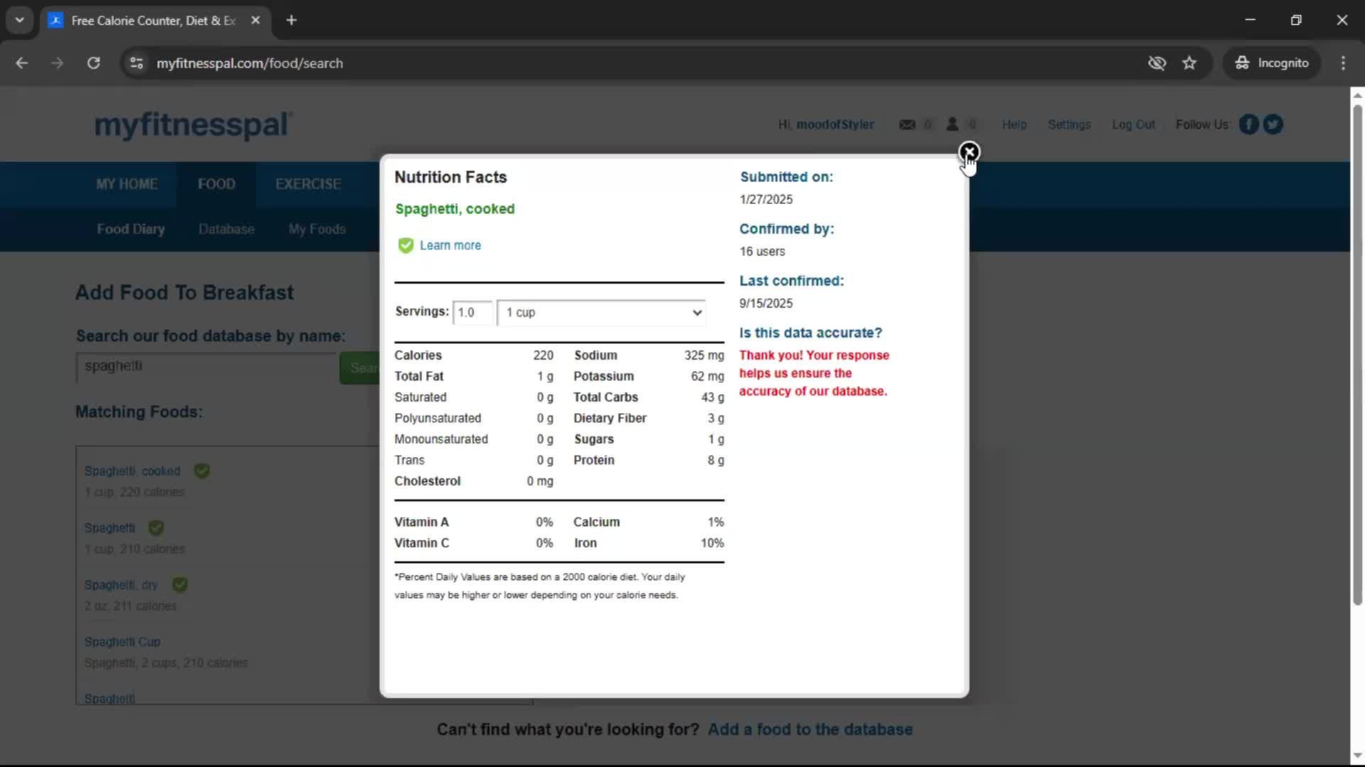 Tracking activity screenshot