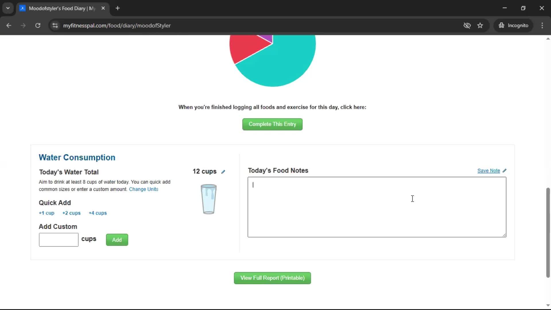 Tracking activity screenshot