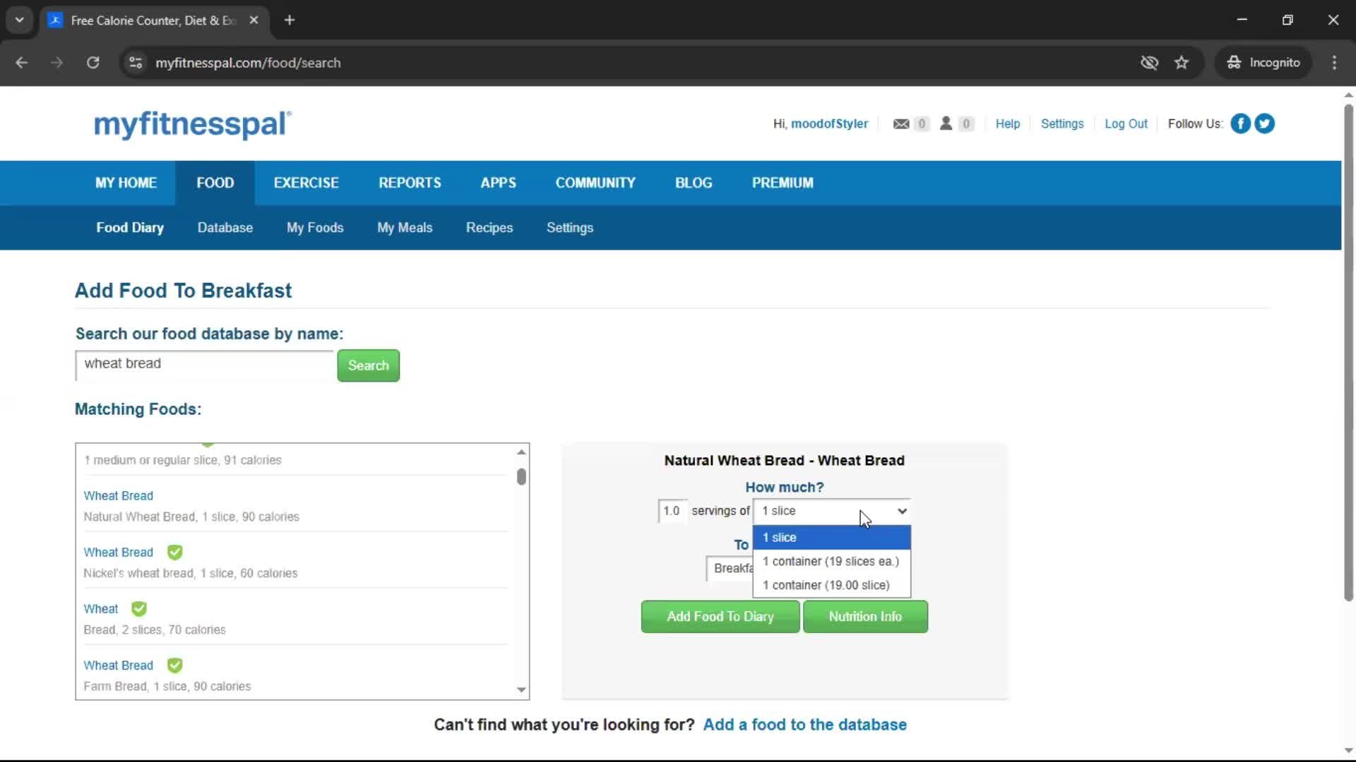 Tracking activity screenshot