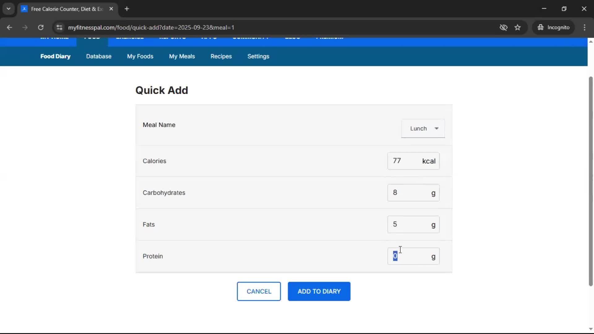 Tracking activity screenshot