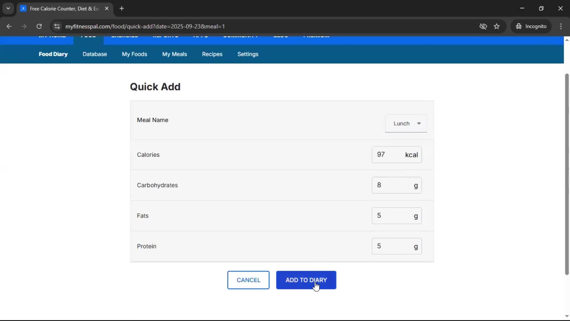 Tracking activity screenshot