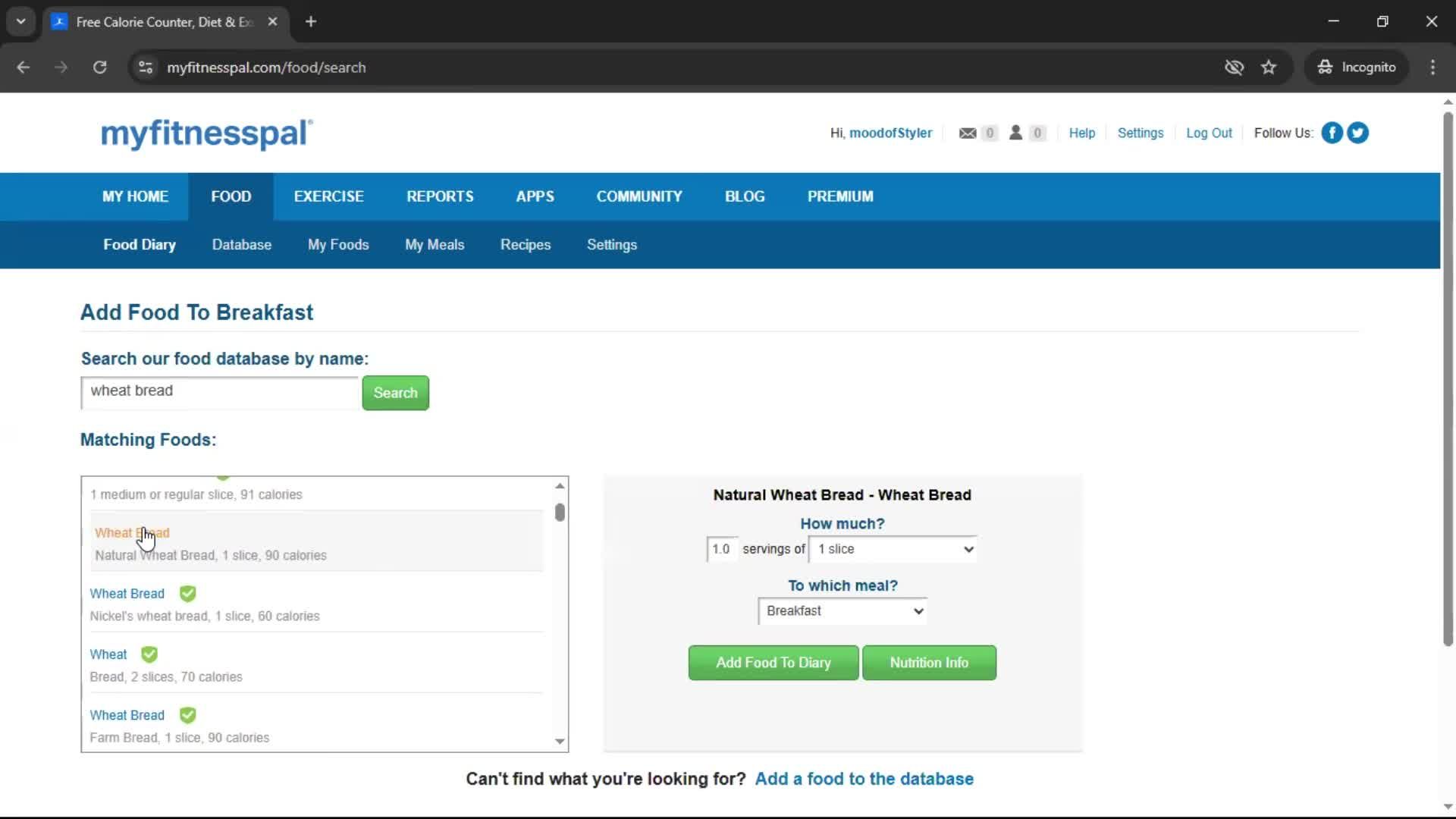 Tracking activity screenshot