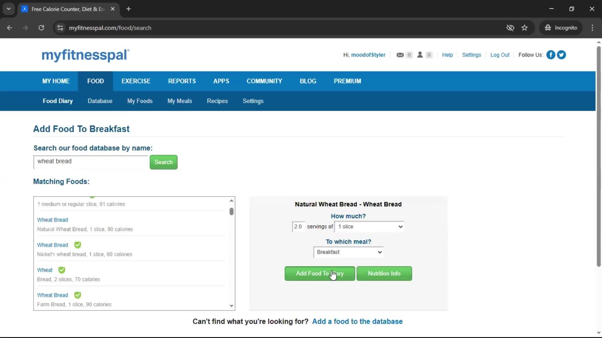 Tracking activity screenshot