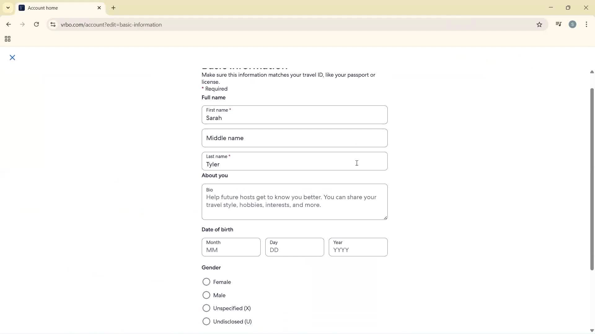 Updating your profile screenshot