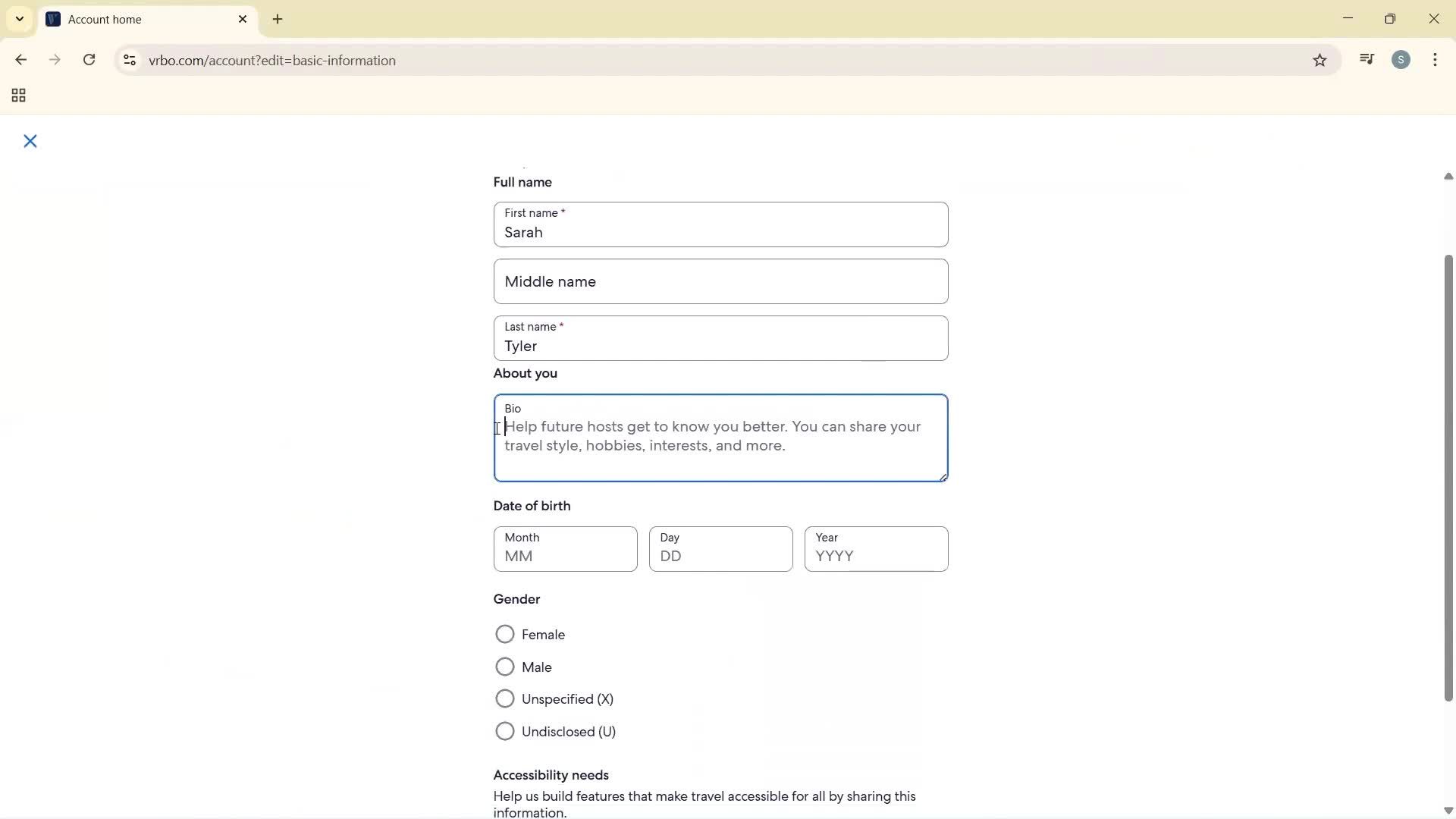 Updating your profile screenshot