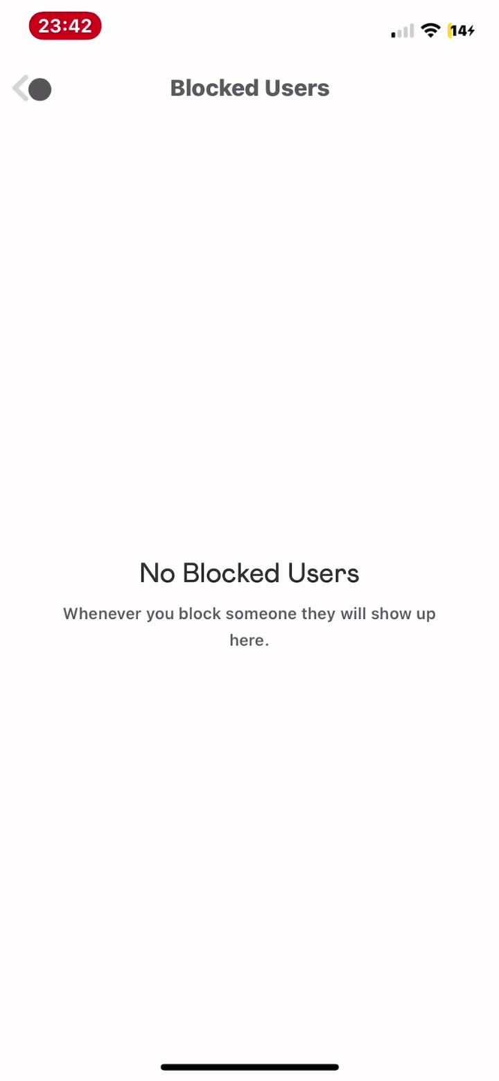 Unblocking users screenshot