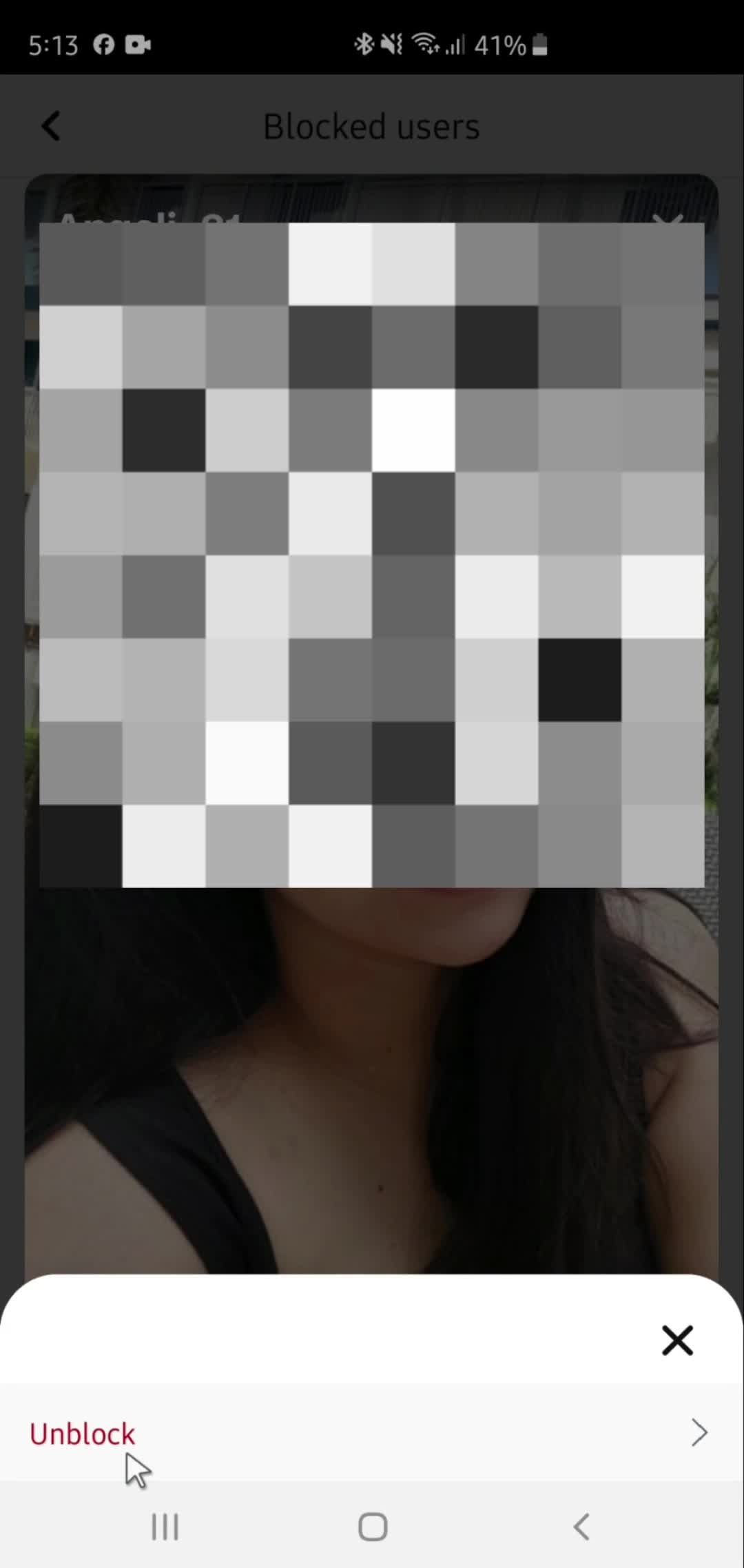 Unblocking users screenshot