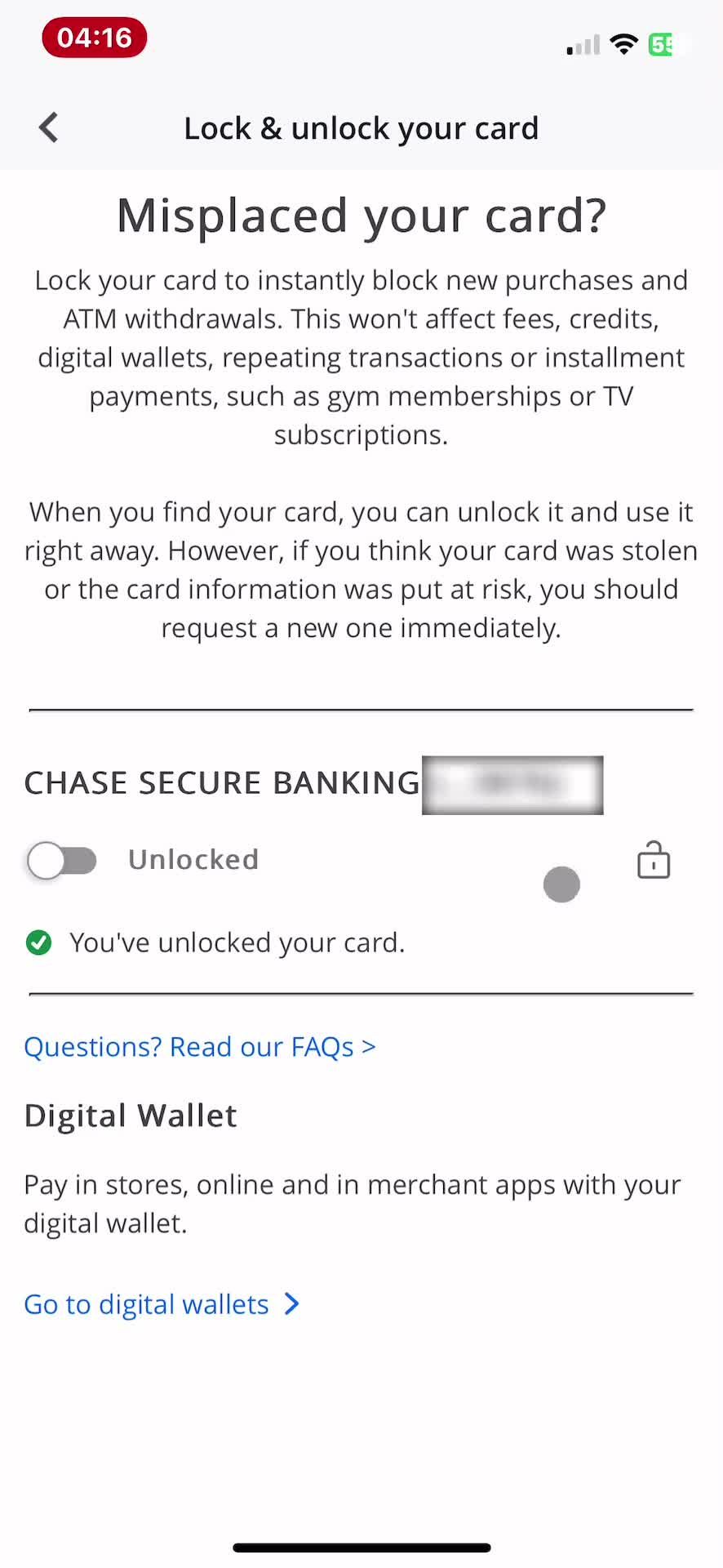 Unlocking a card on Chase video thumbnail