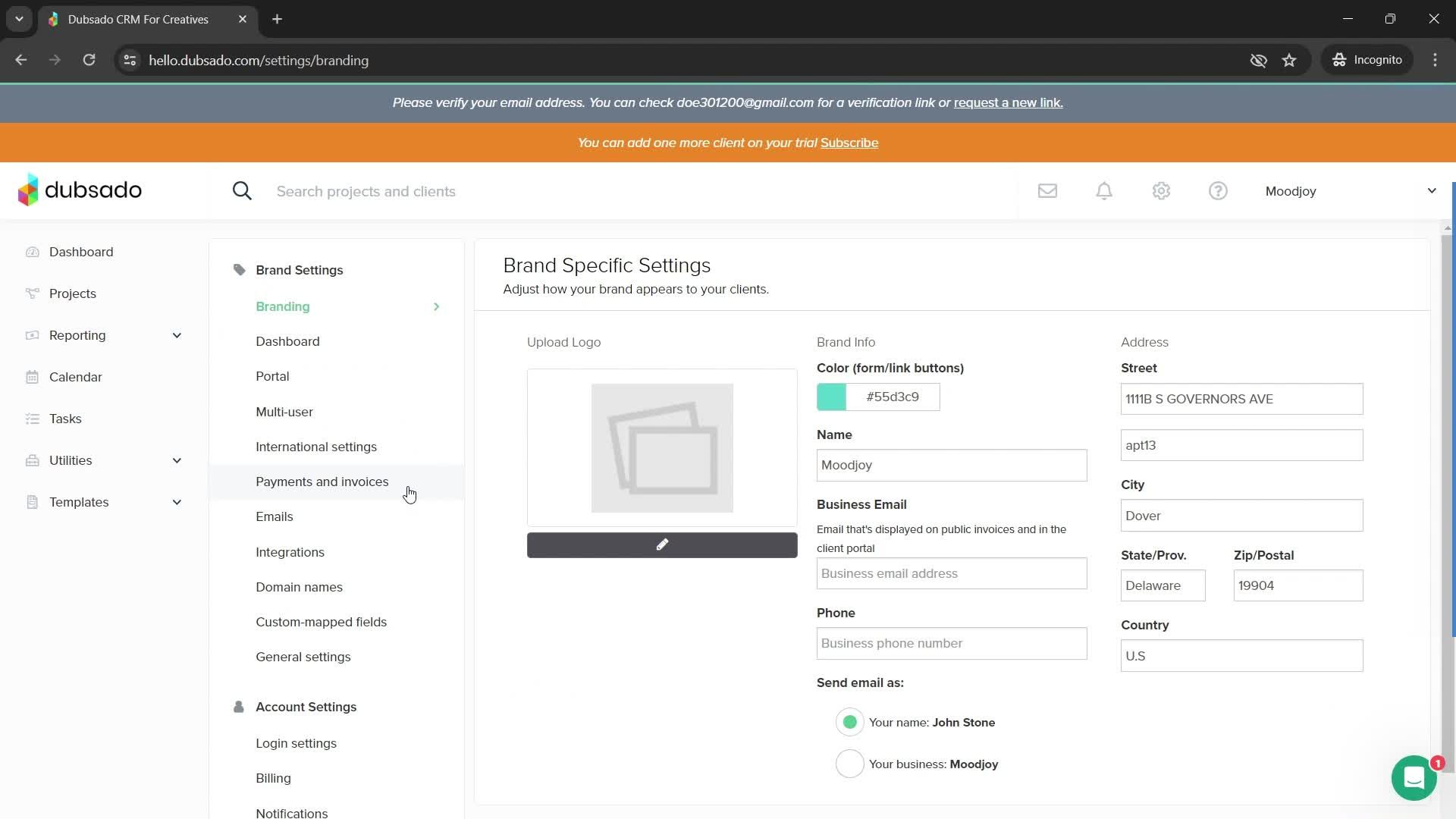 Changing password screenshot