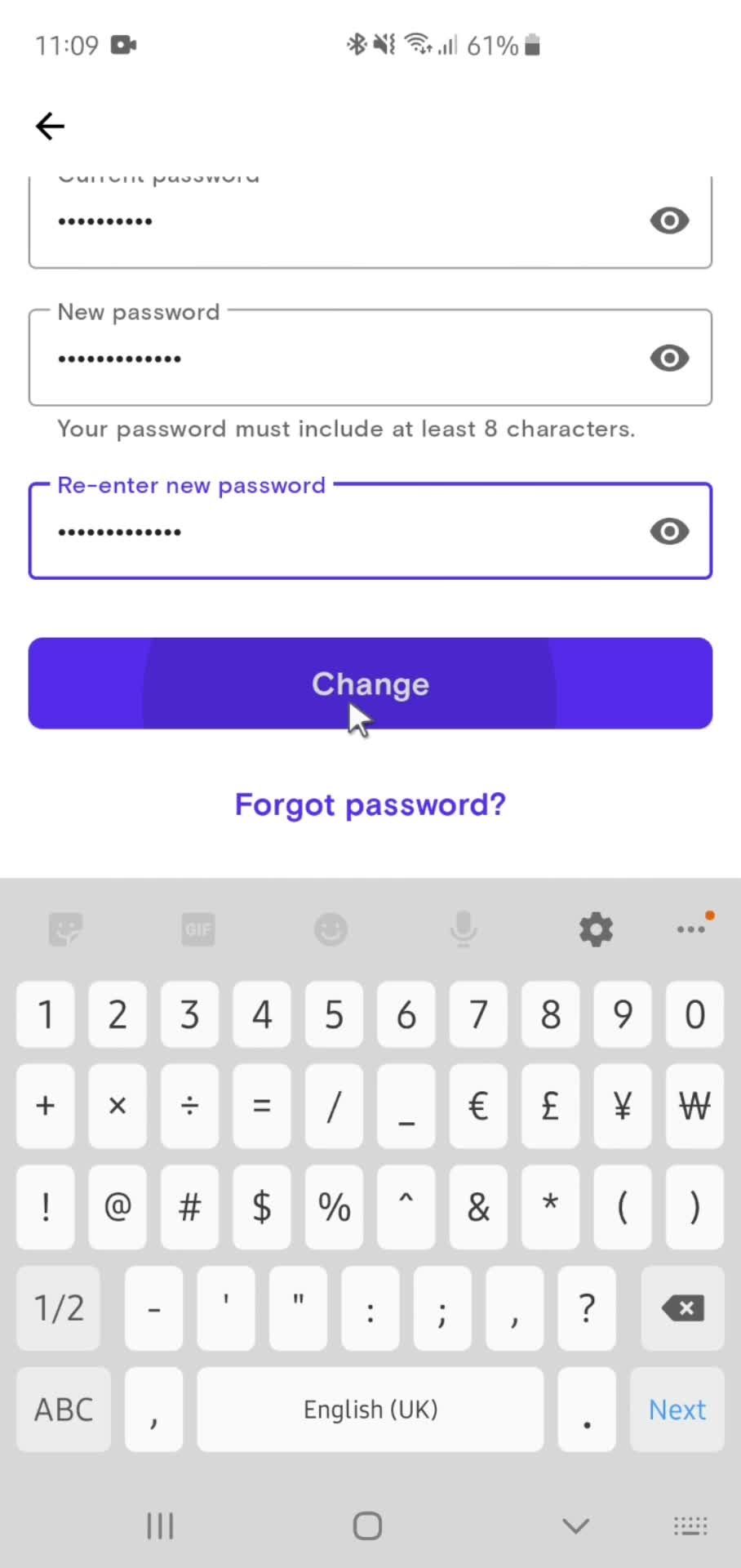 Changing password on Turo video thumbnail