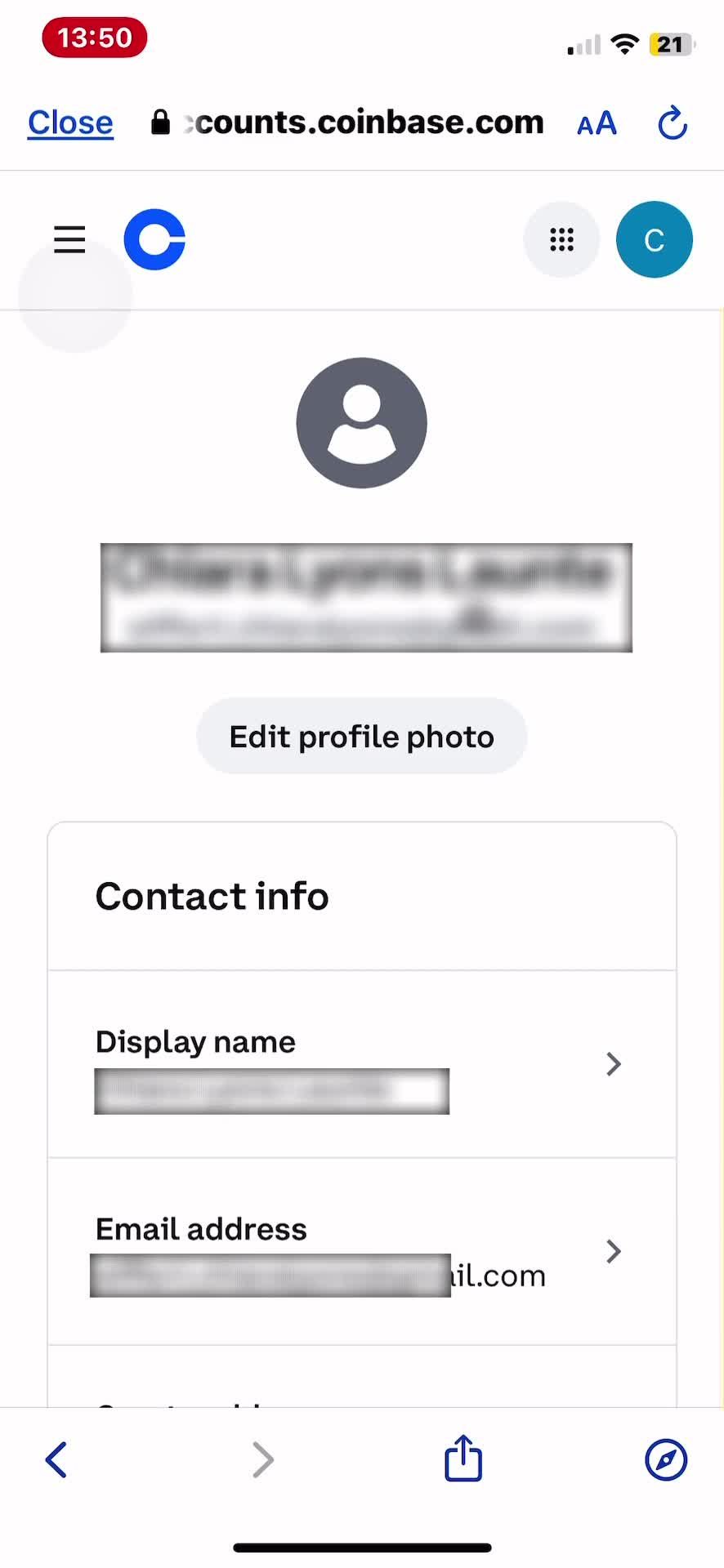 Updating your profile screenshot