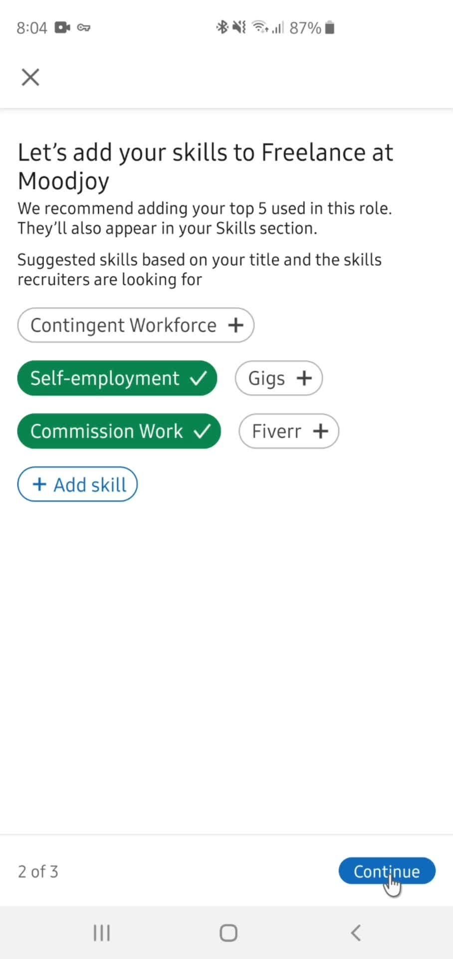 Updating your profile screenshot