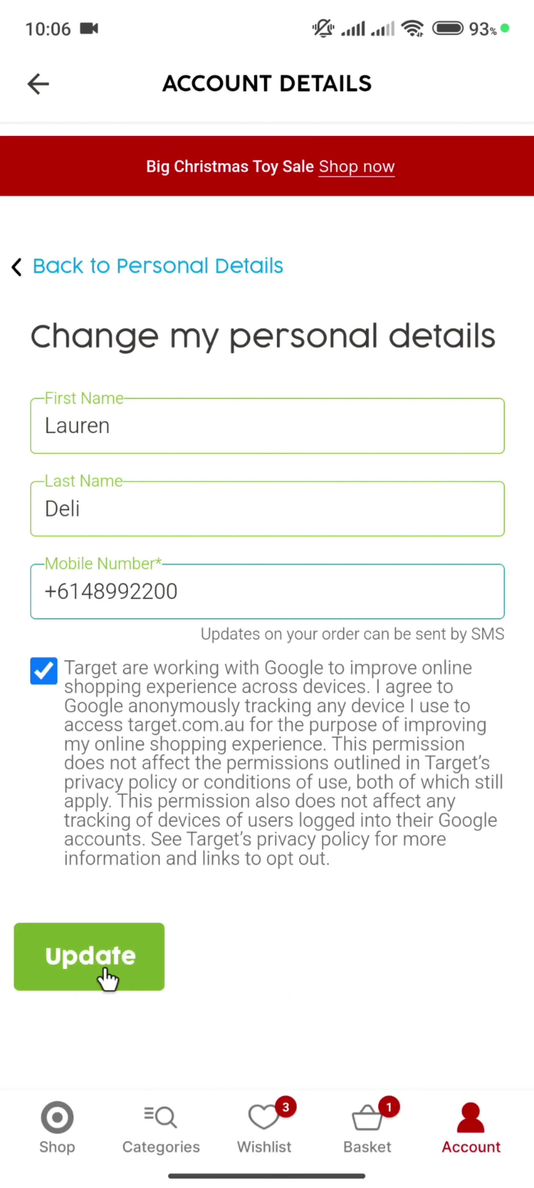 Updating your profile screenshot