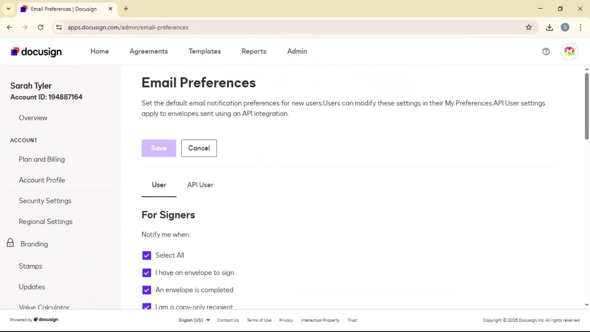 Updating email preferences on Docusign video thumbnail
