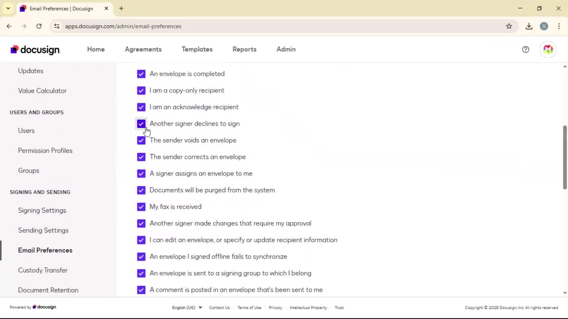 Updating email preferences on Docusign video thumbnail
