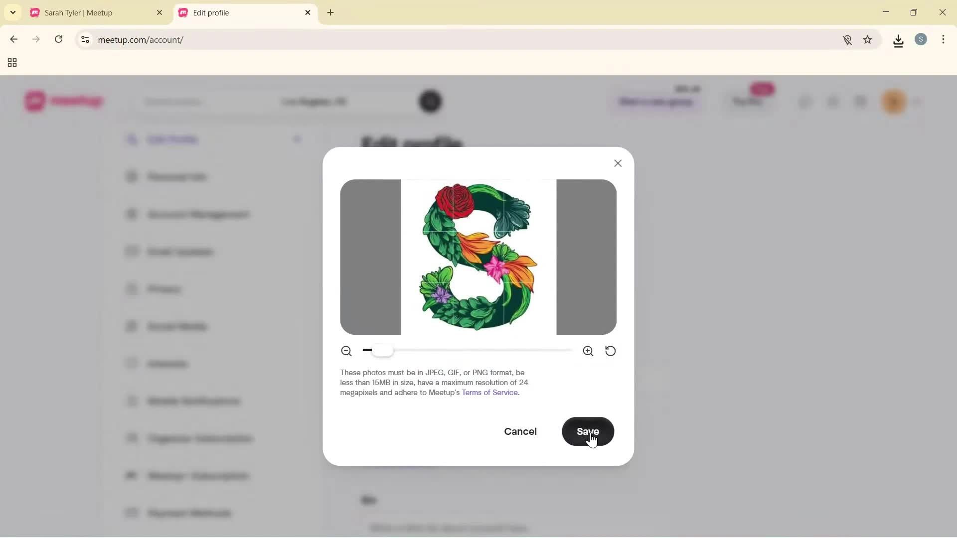 Updating your profile screenshot