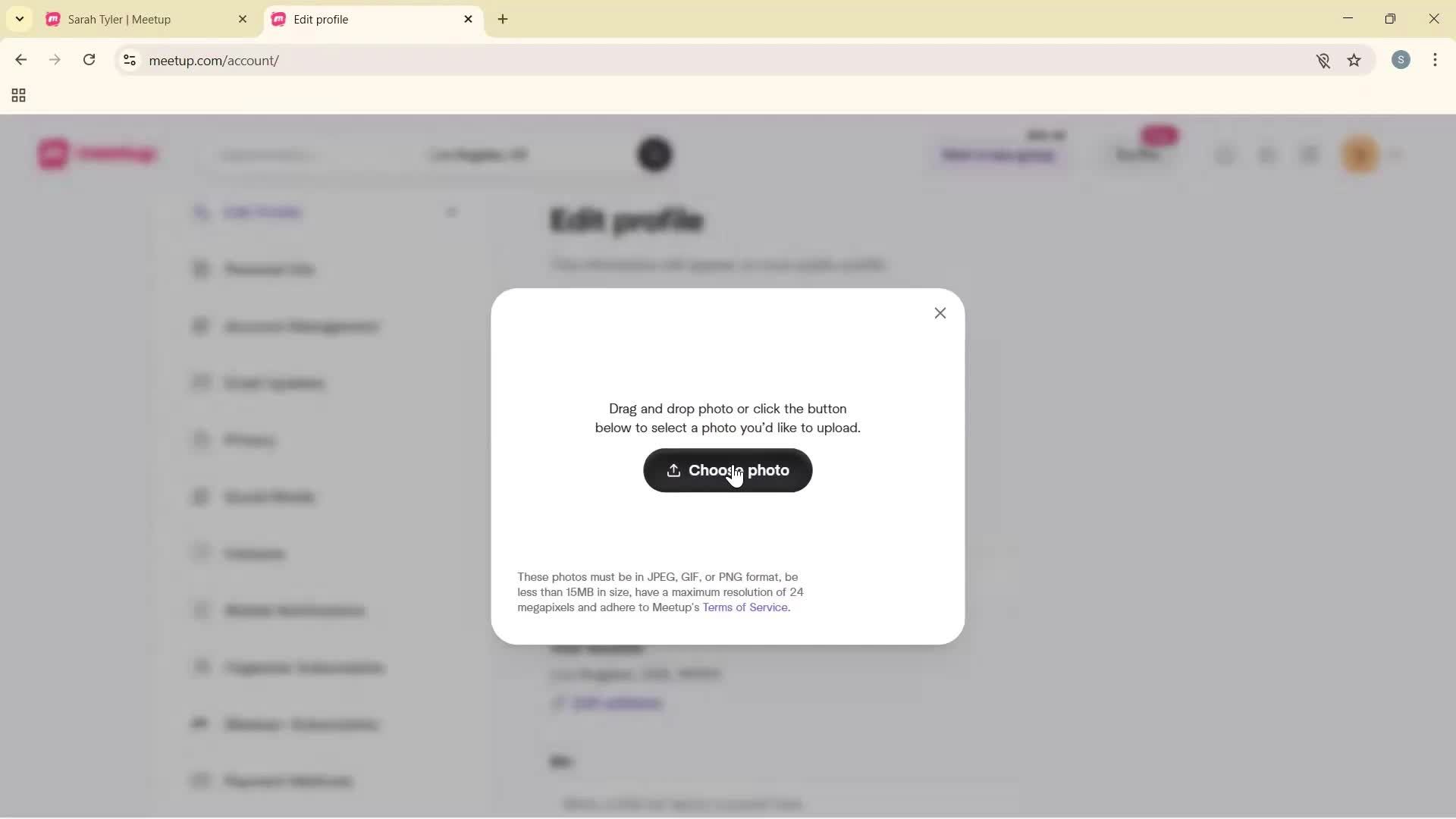 Updating your profile screenshot