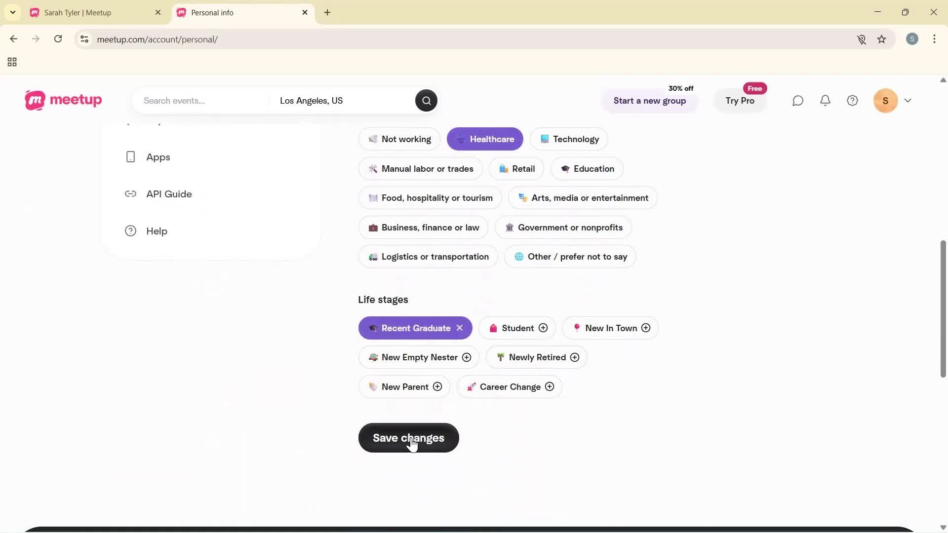 Updating your profile screenshot