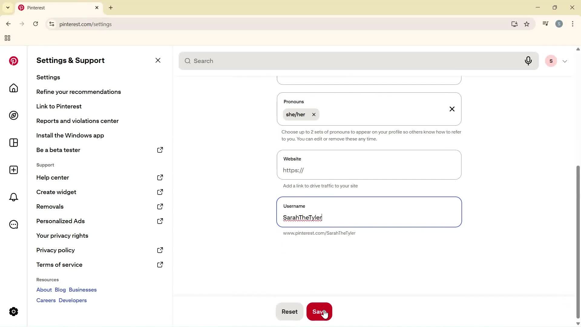 Updating your profile screenshot