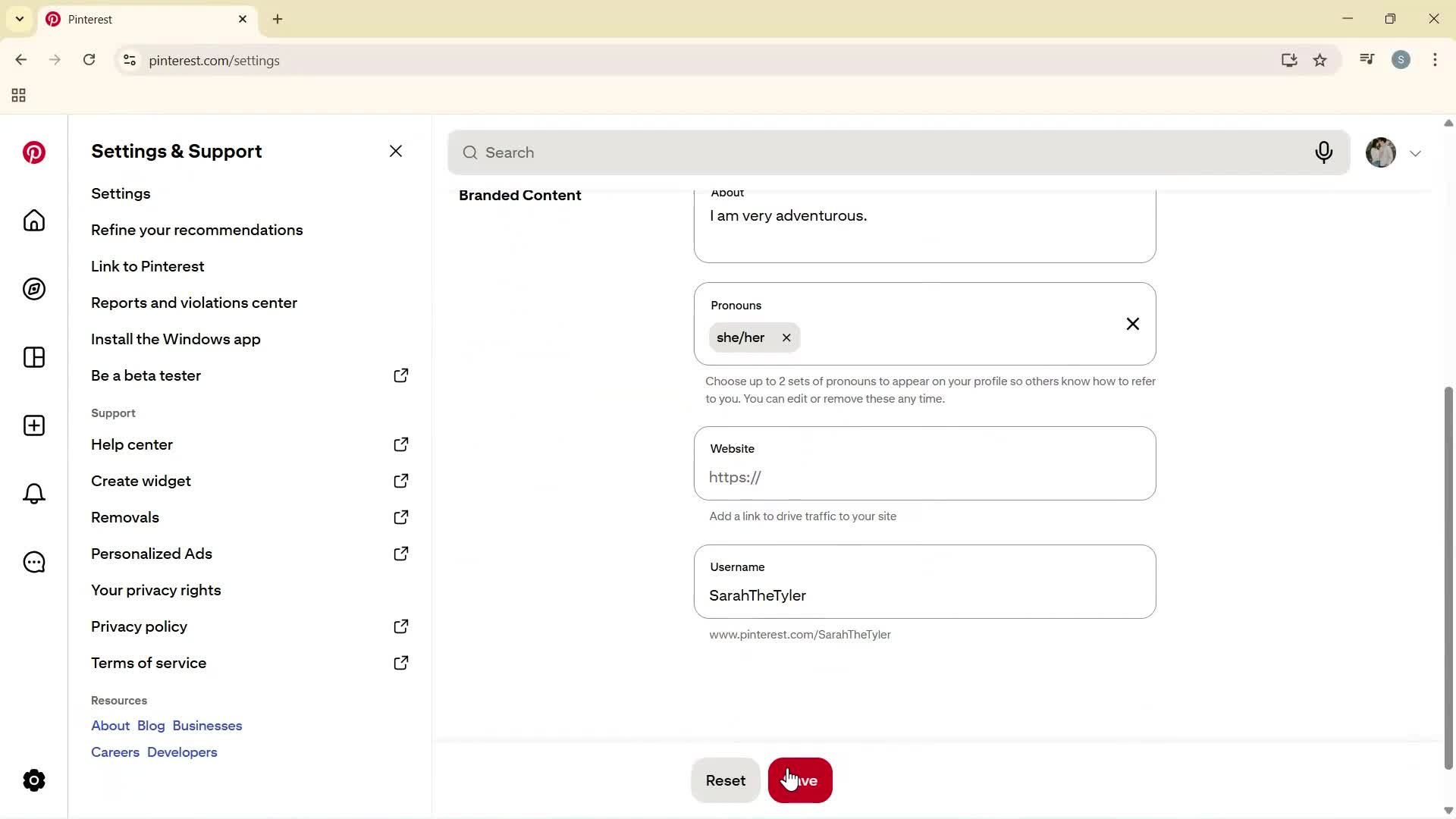 Updating your profile screenshot