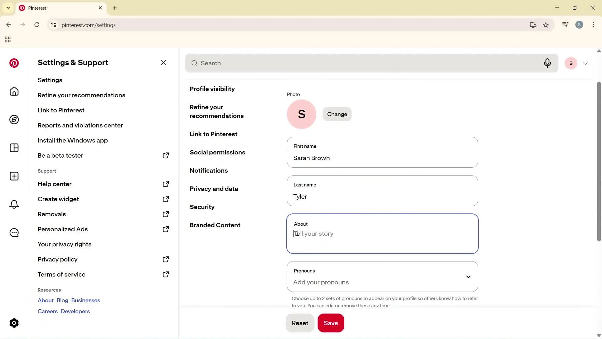 Updating your profile screenshot