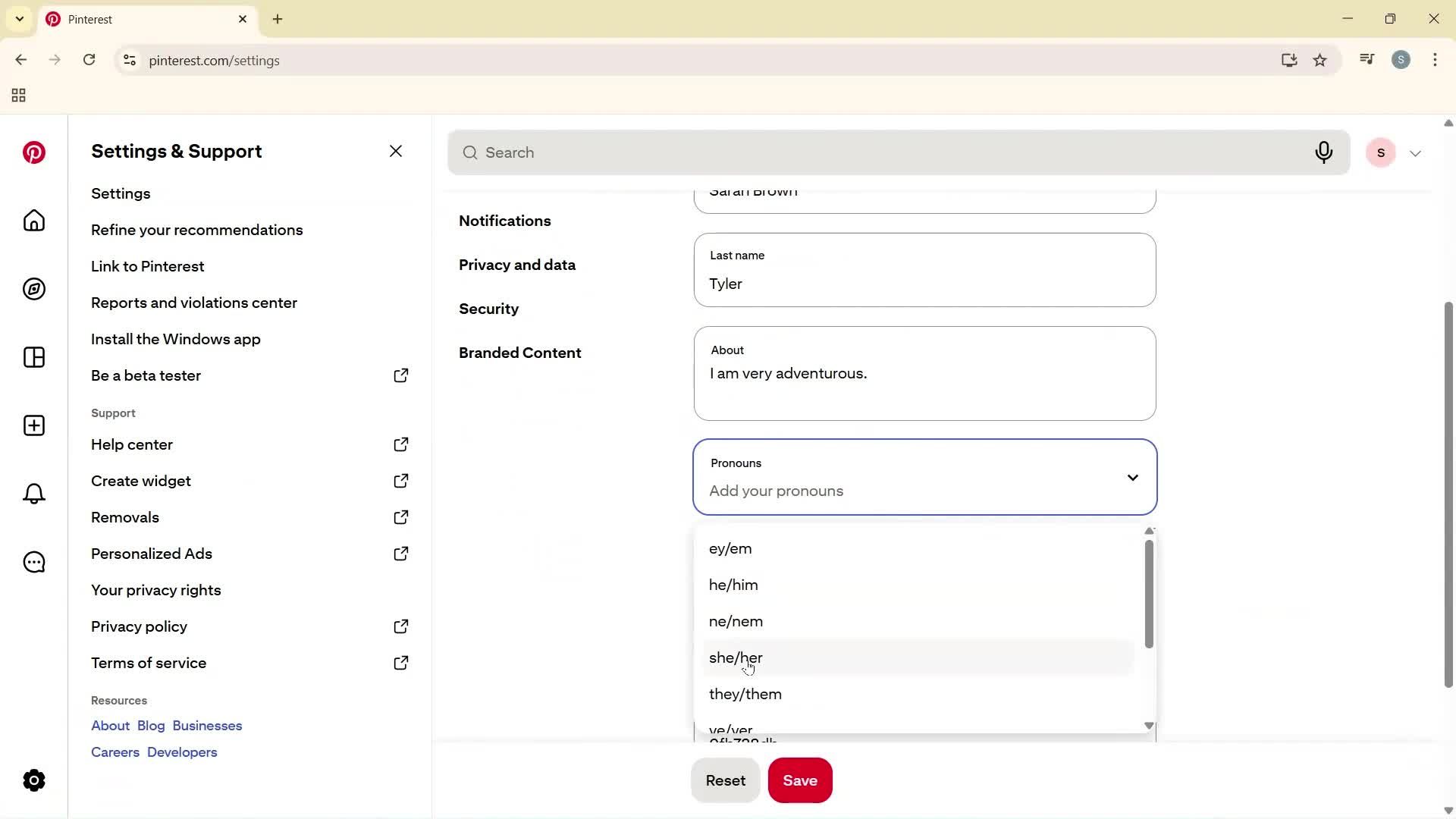 Updating your profile screenshot