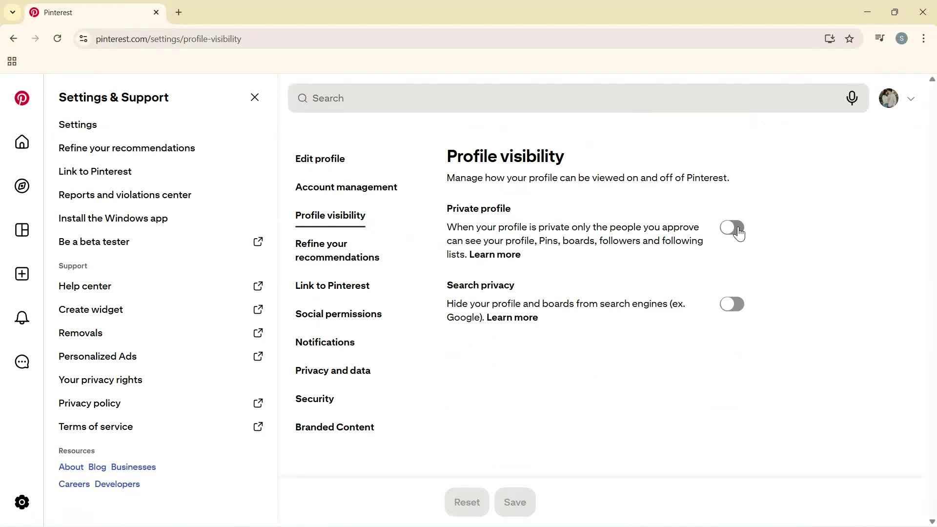 Updating your profile screenshot