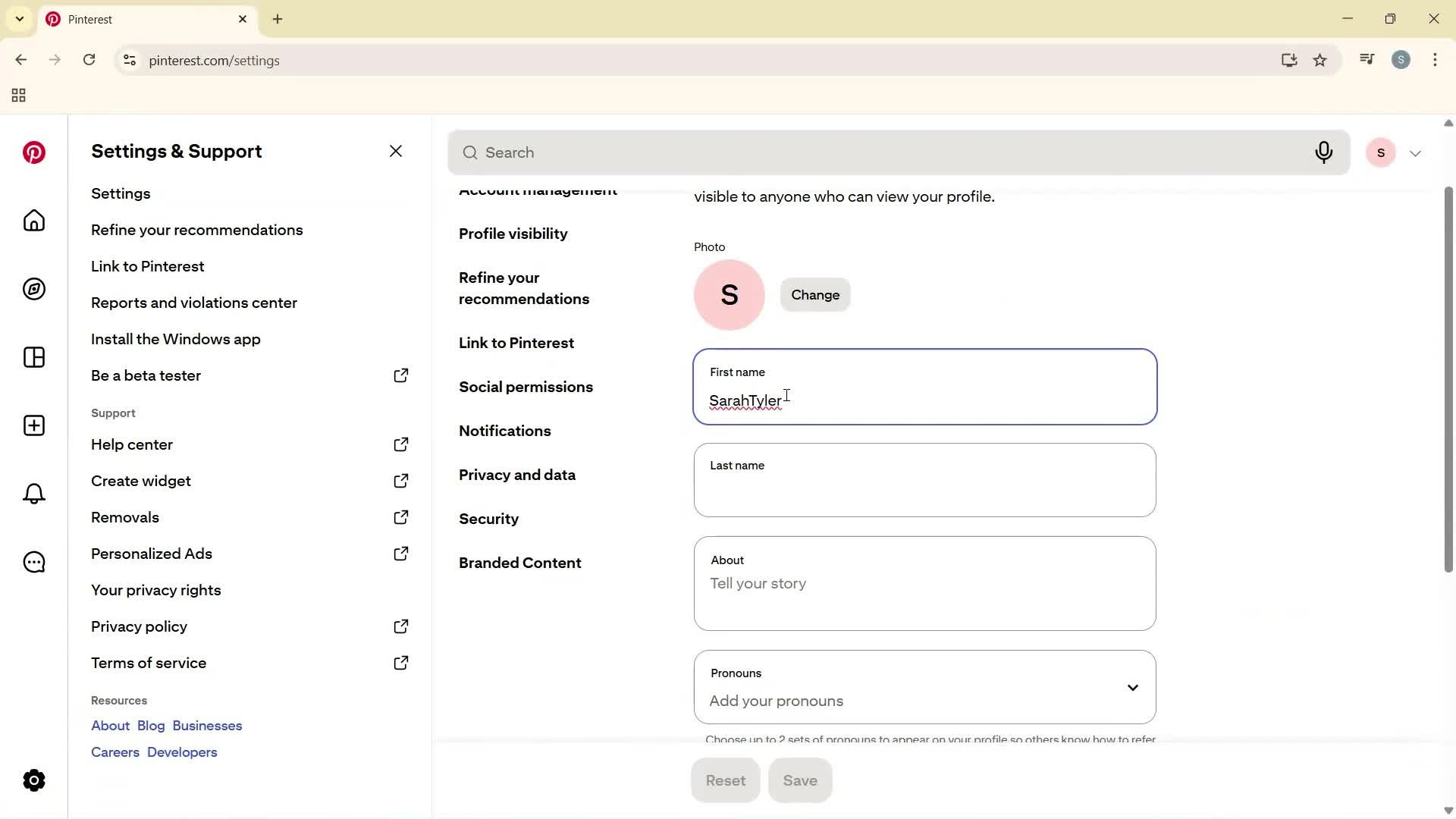 Updating your profile screenshot