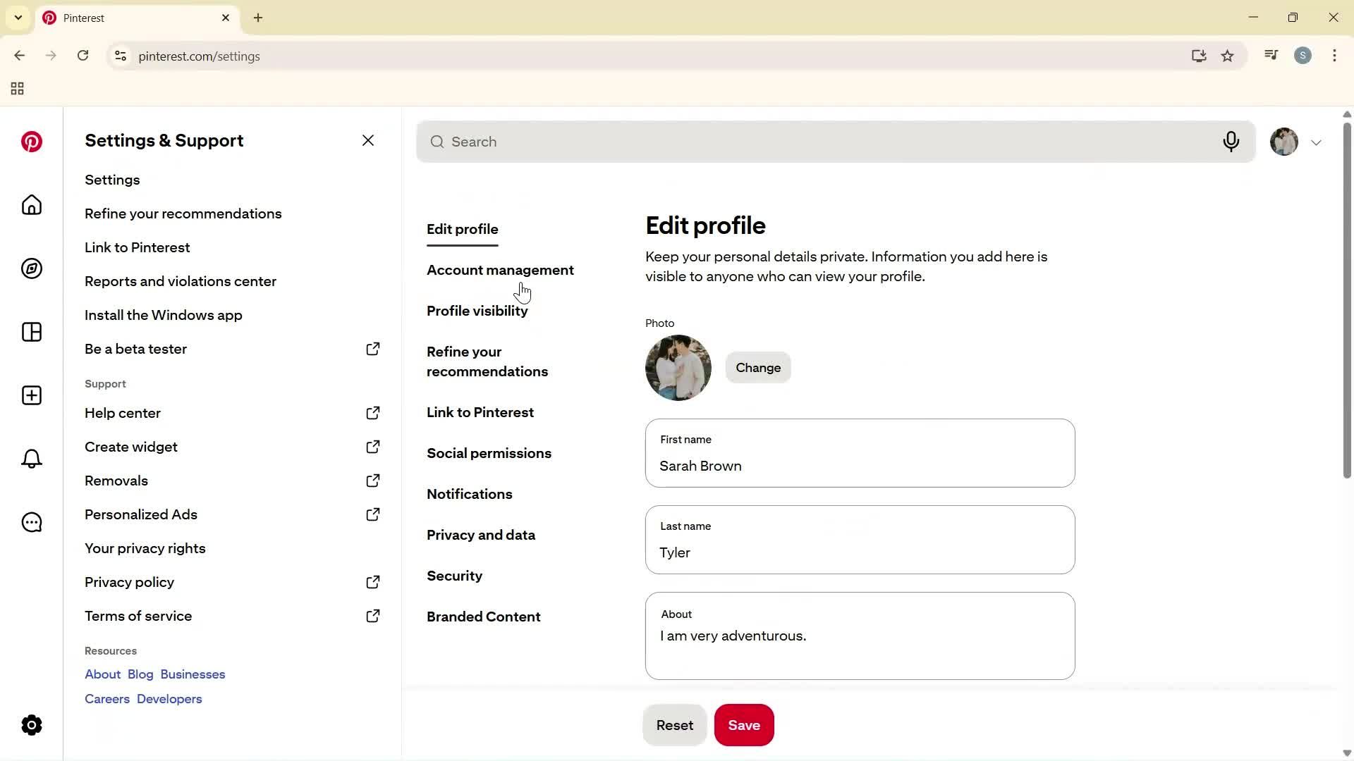 Updating your profile screenshot