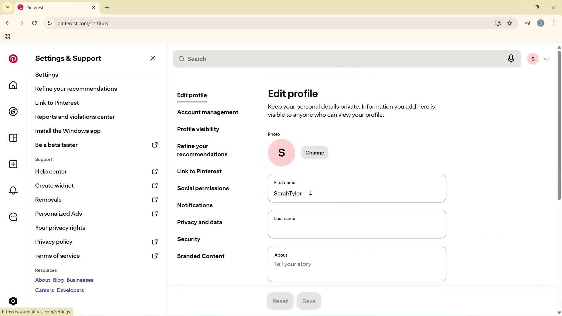 Updating your profile screenshot