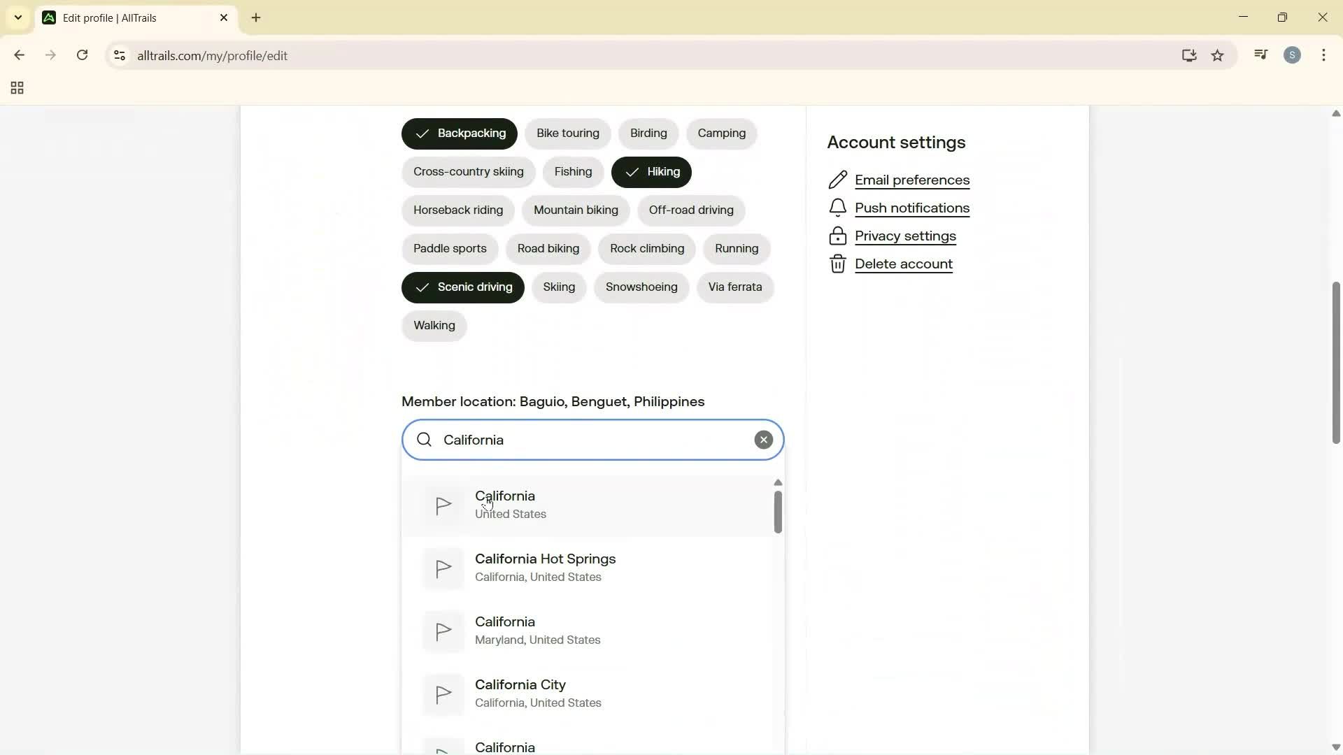 Updating your profile screenshot