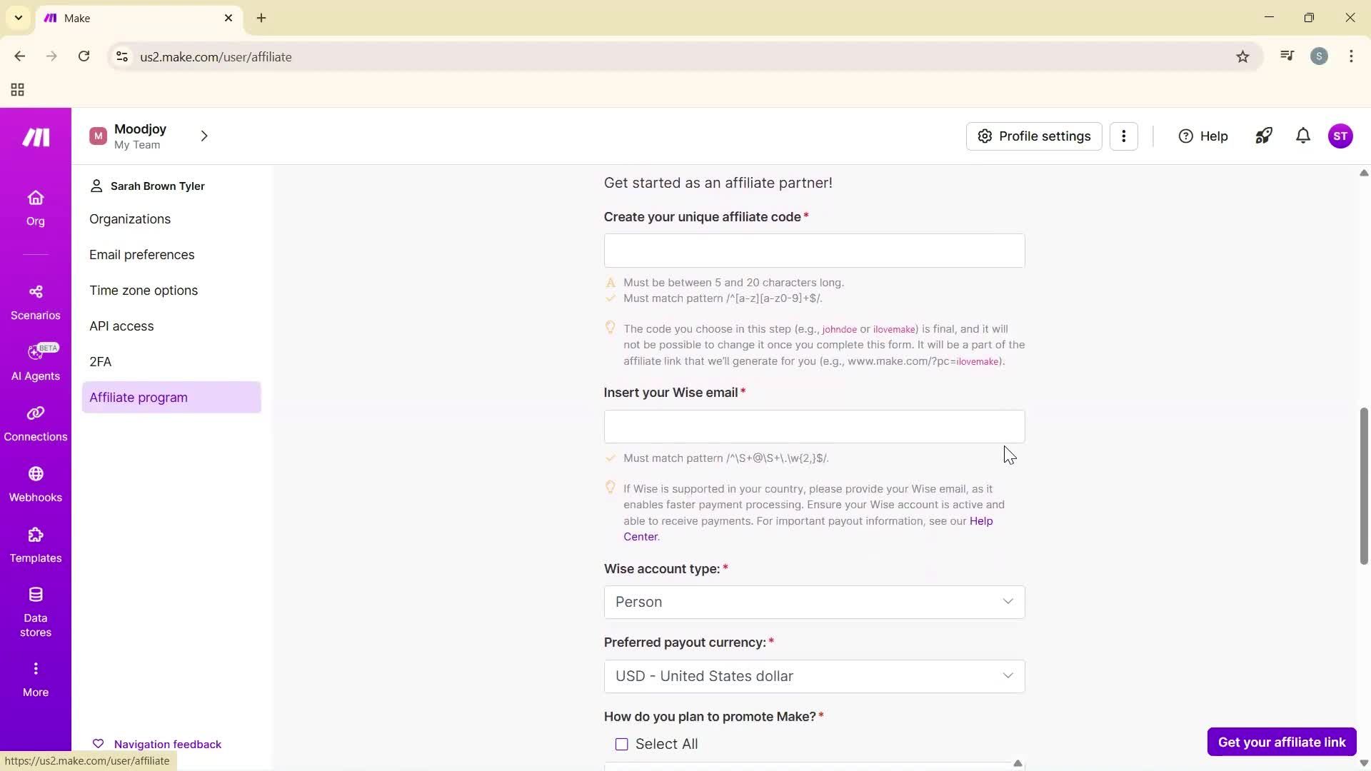 Updating your profile screenshot