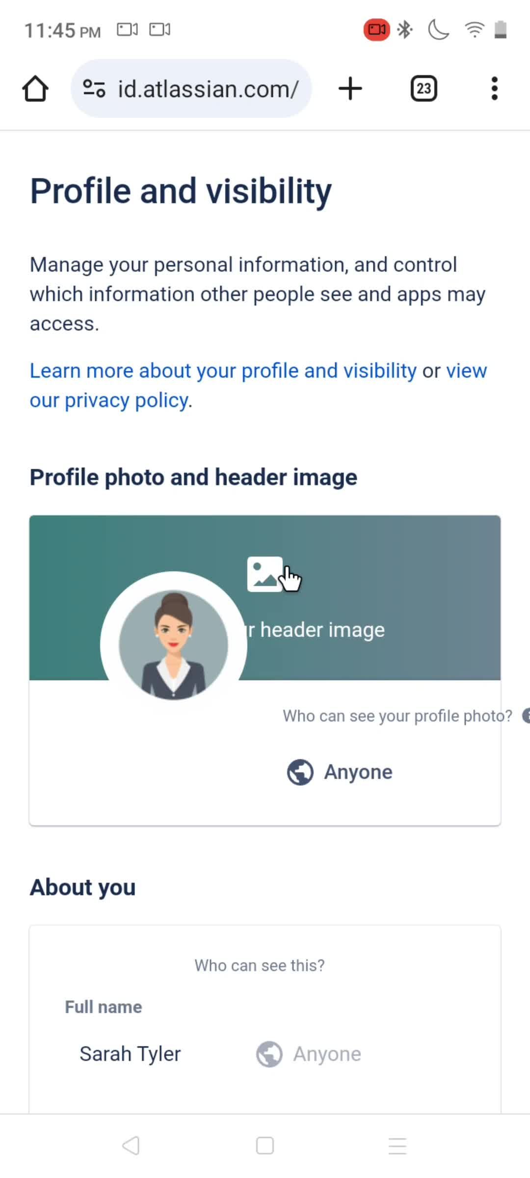 Updating your profile screenshot