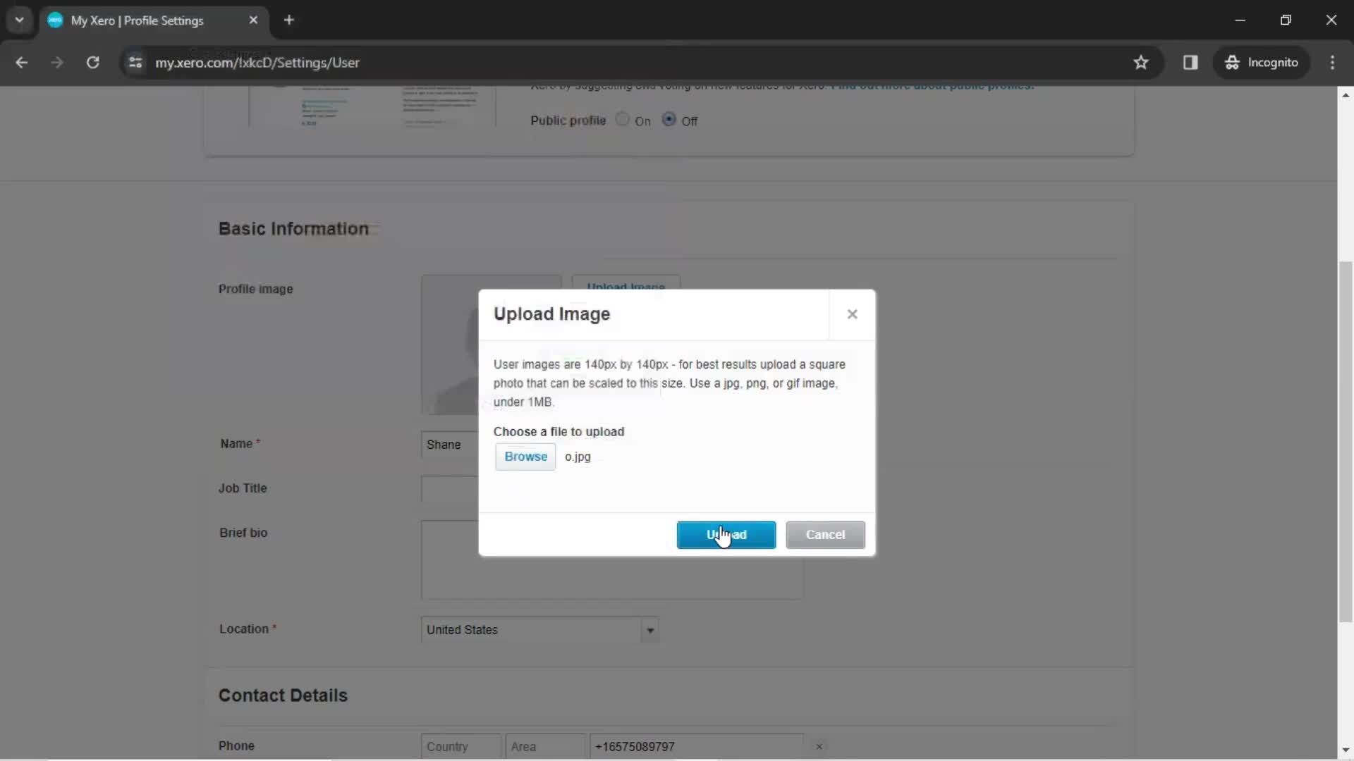 Updating your profile screenshot